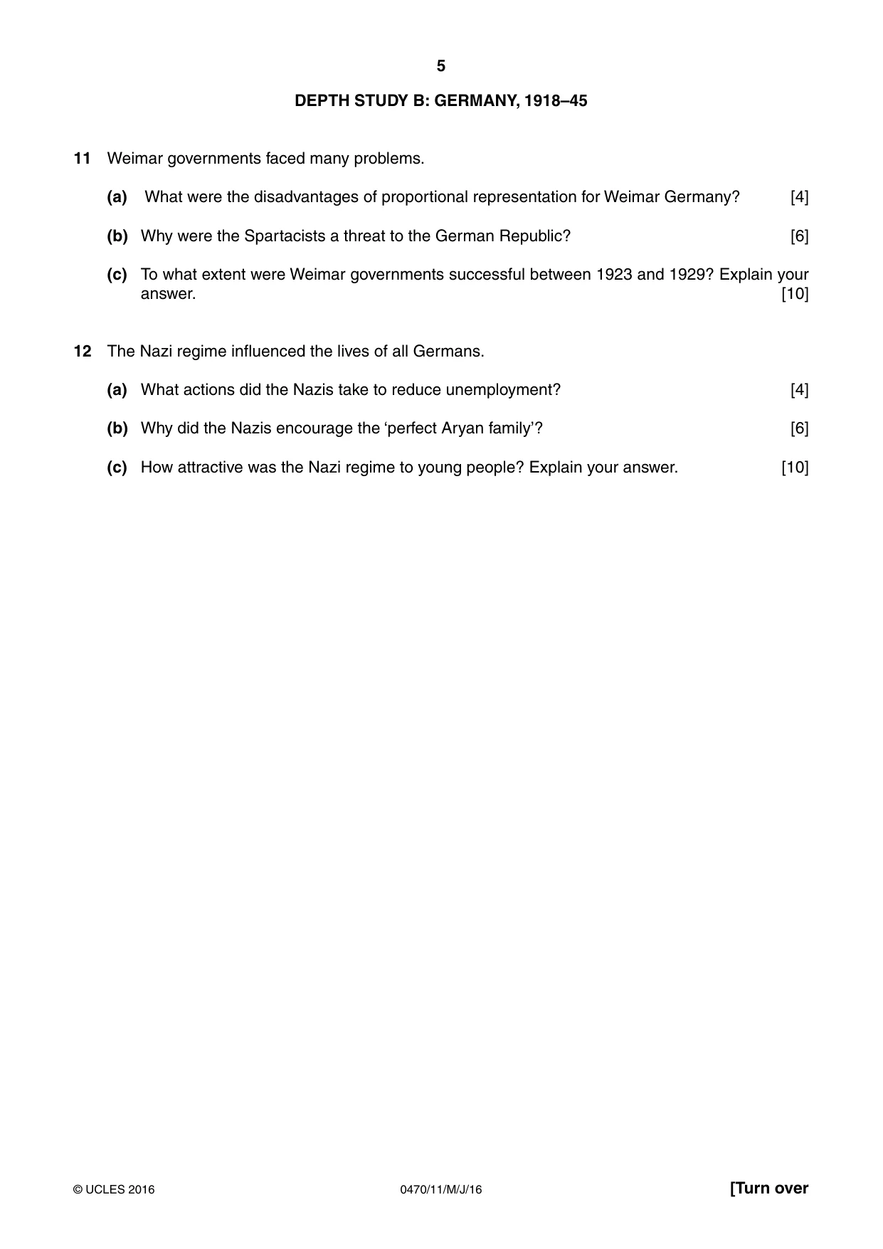 Cambridge IGCSE History 0470 2016 May/June Paper 1 · Variant 1 question paper, page 5 of 12