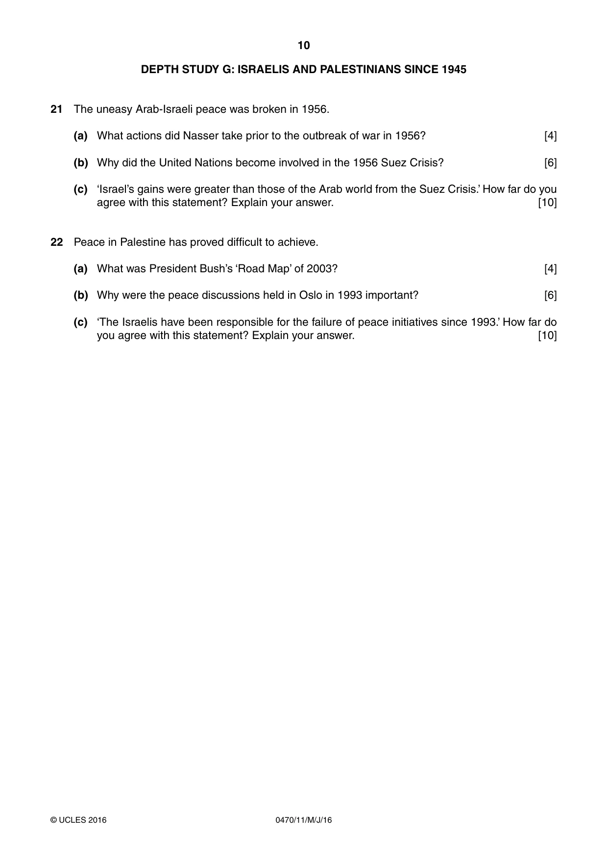 Cambridge IGCSE History 0470 2016 May/June Paper 1 · Variant 1 question paper, page 10 of 12