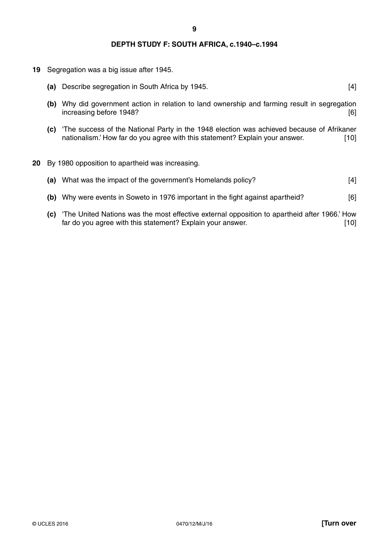 Cambridge IGCSE History 0470 2016 May/June Paper 1 · Variant 2 question paper, page 9 of 12