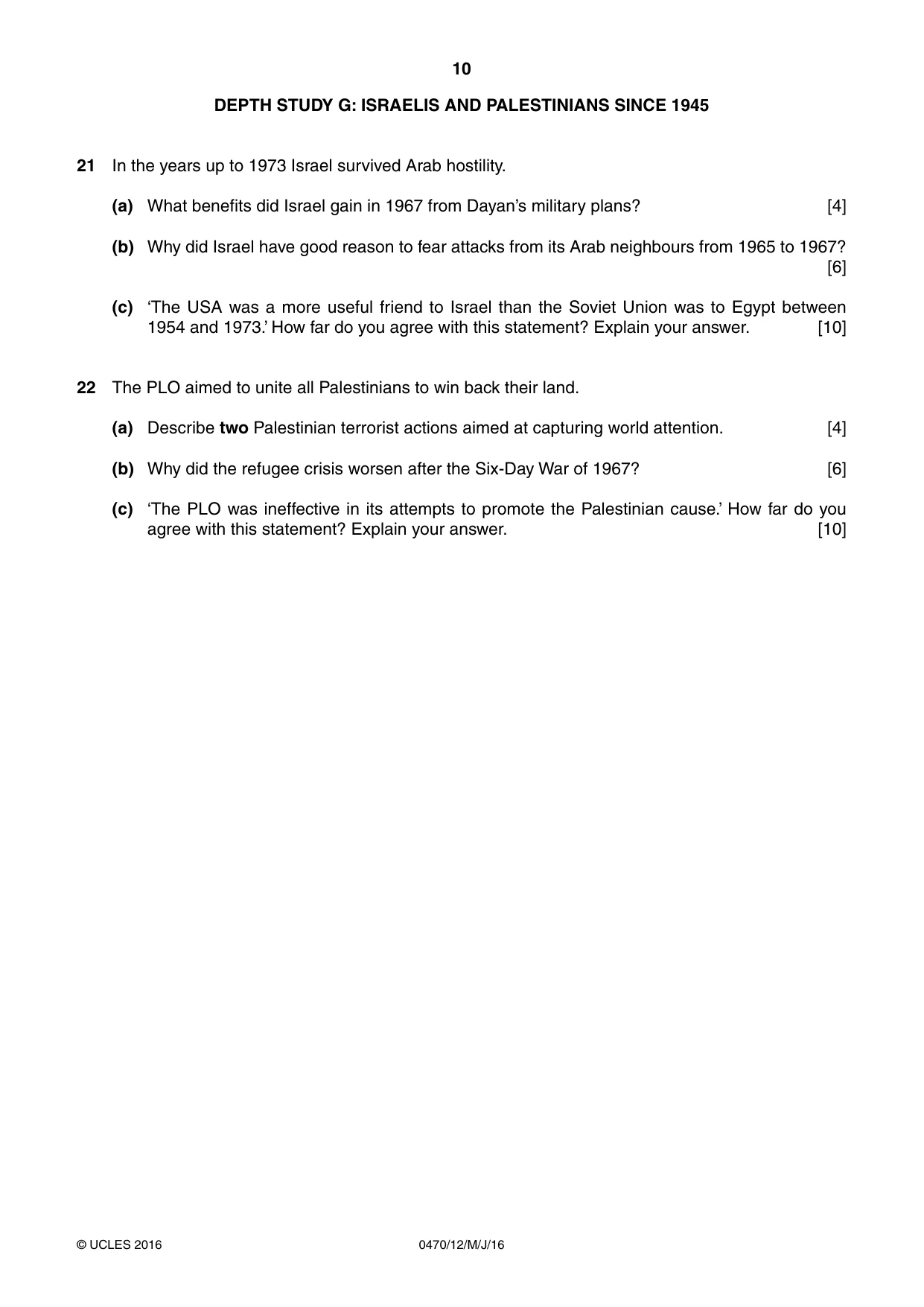 Cambridge IGCSE History 0470 2016 May/June Paper 1 · Variant 2 question paper, page 10 of 12