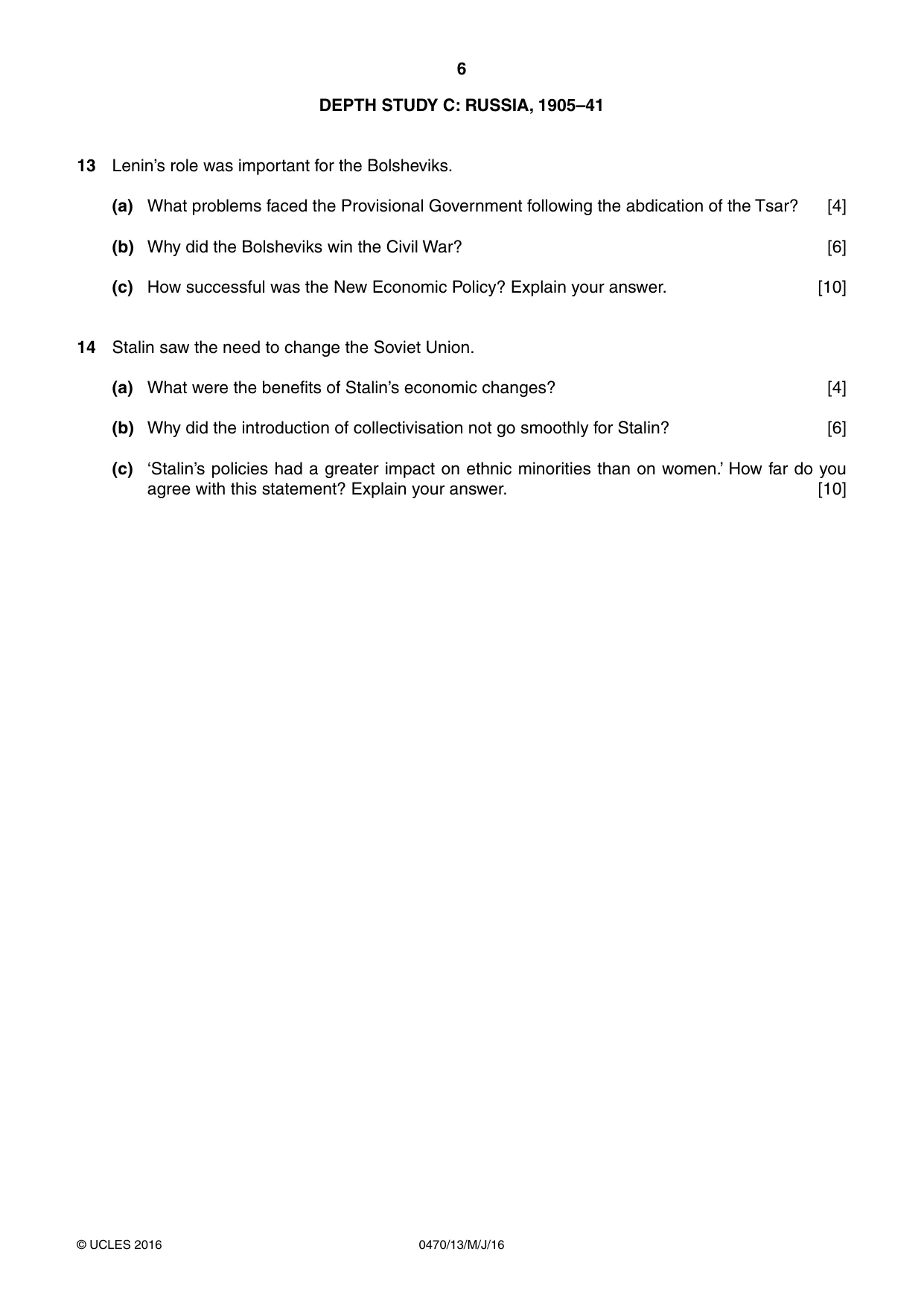Cambridge IGCSE History 0470 2016 May/June Paper 1 · Variant 3 question paper, page 6 of 12