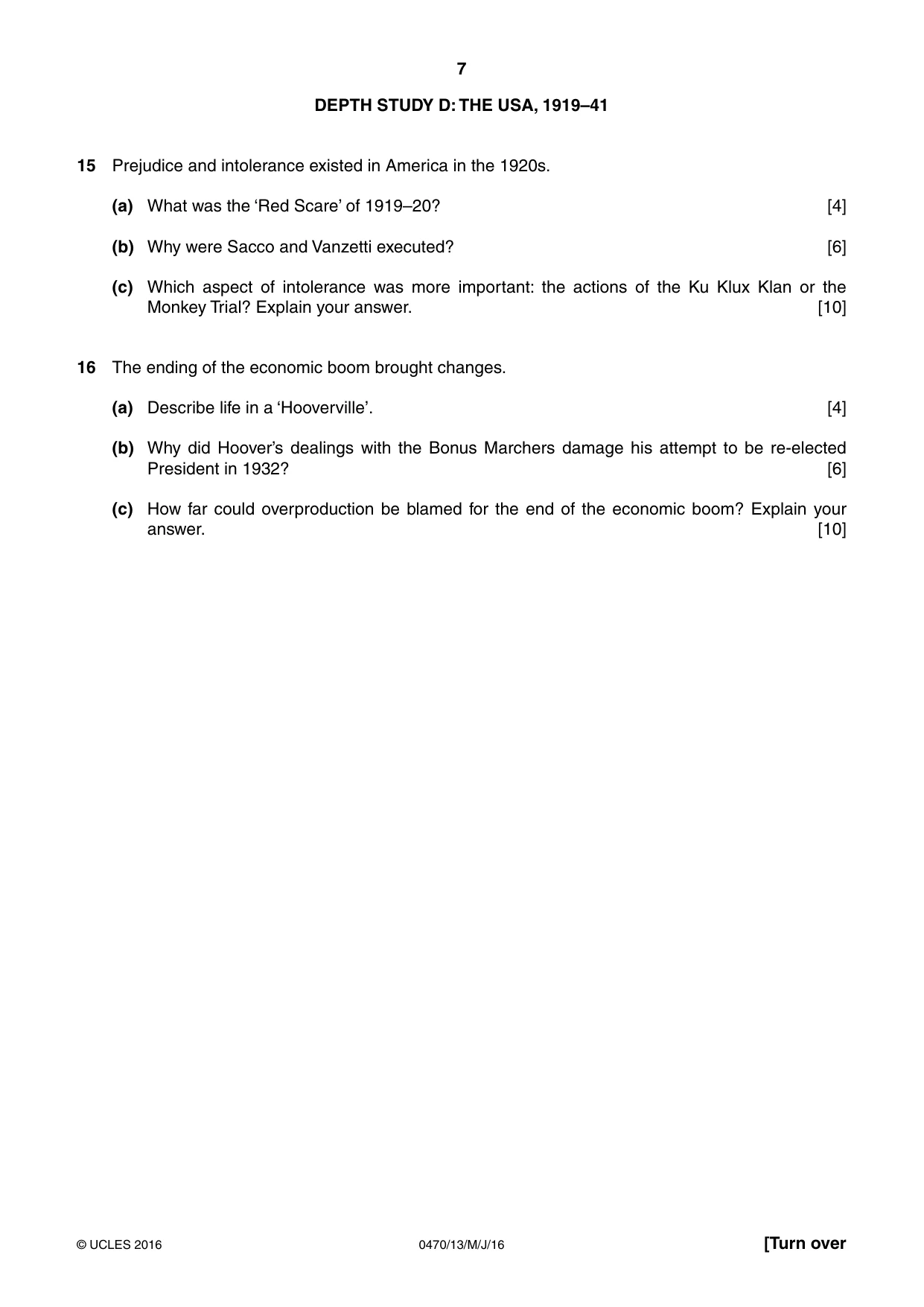 Cambridge IGCSE History 0470 2016 May/June Paper 1 · Variant 3 question paper, page 7 of 12