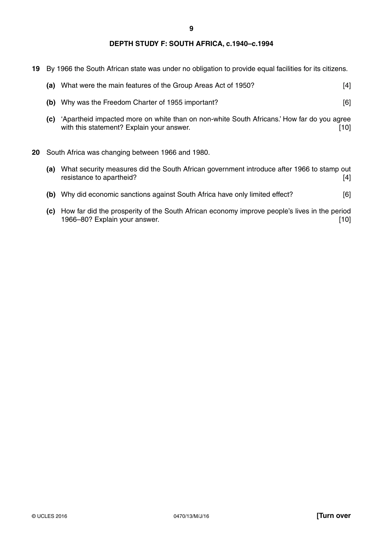Cambridge IGCSE History 0470 2016 May/June Paper 1 · Variant 3 question paper, page 9 of 12