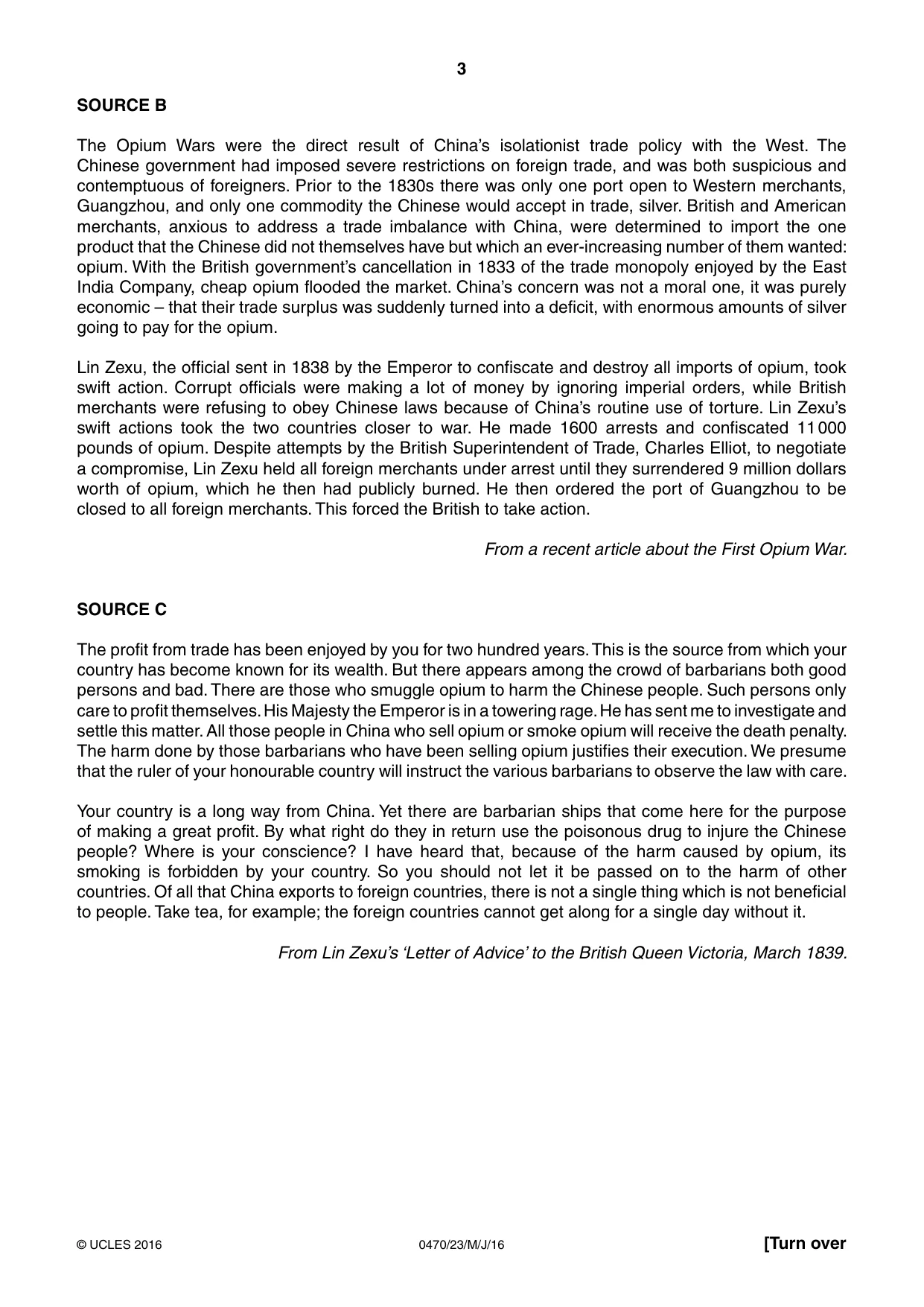 Cambridge IGCSE History 0470 2016 May/June Paper 2 · Variant 3 question paper, page 3 of 16