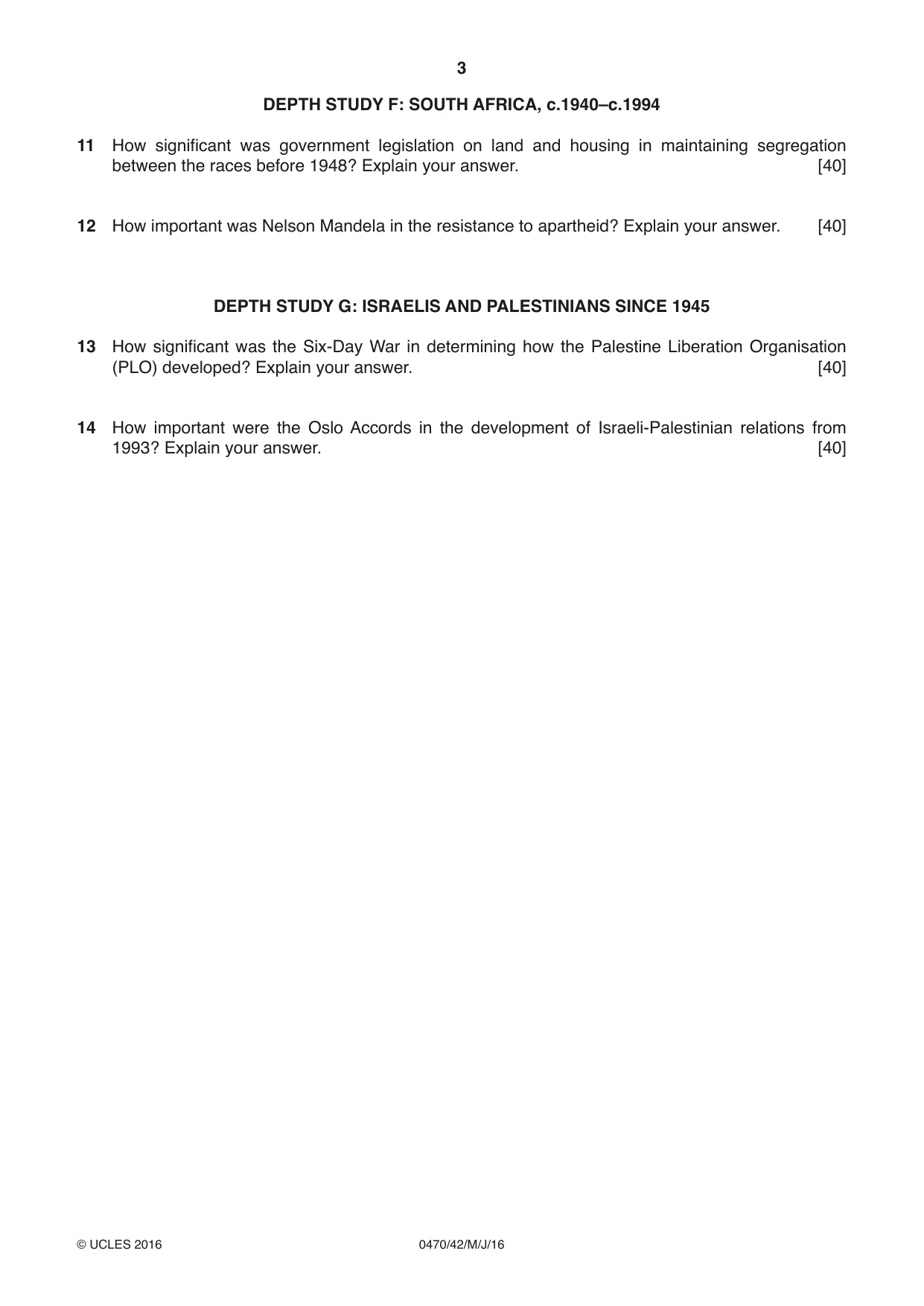 Cambridge IGCSE History 0470 2016 May/June Paper 4 · Variant 2 question paper, page 3 of 4