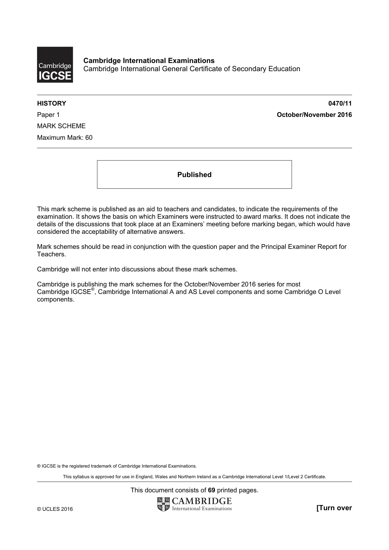 Mark scheme, page 1 of 69