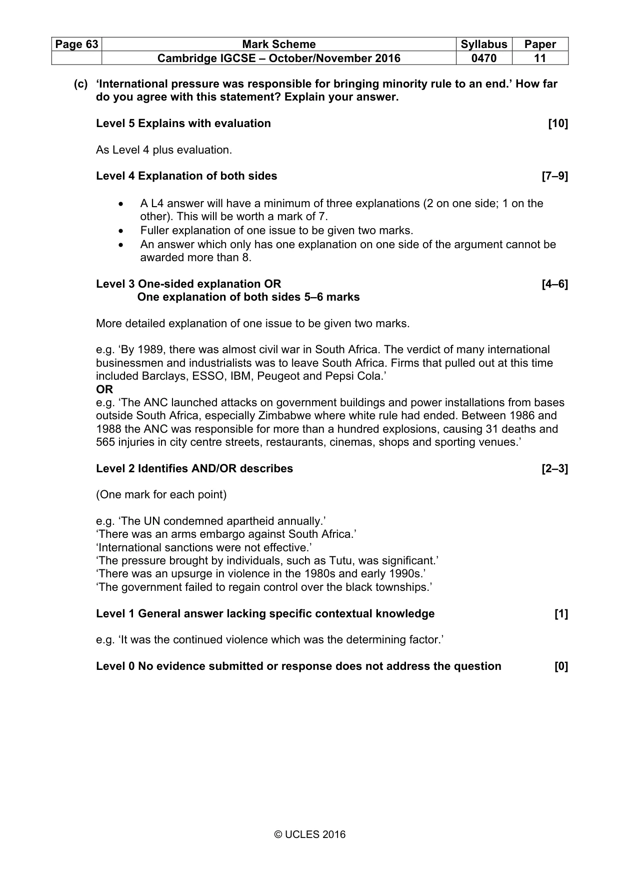 Mark scheme, page 63 of 69