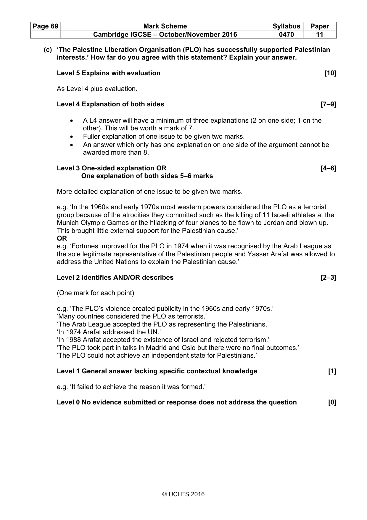 Mark scheme, page 69 of 69
