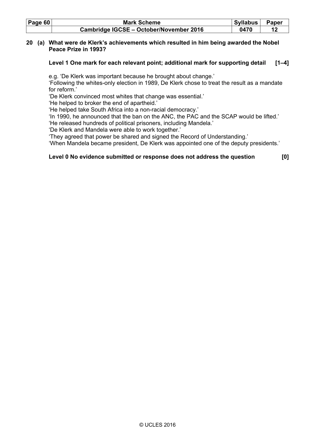 Mark scheme, page 60 of 68