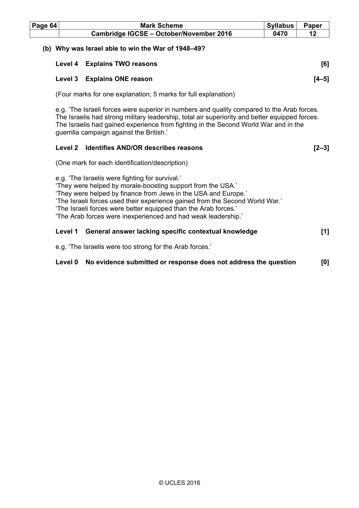 Mark scheme, page 64 of 68