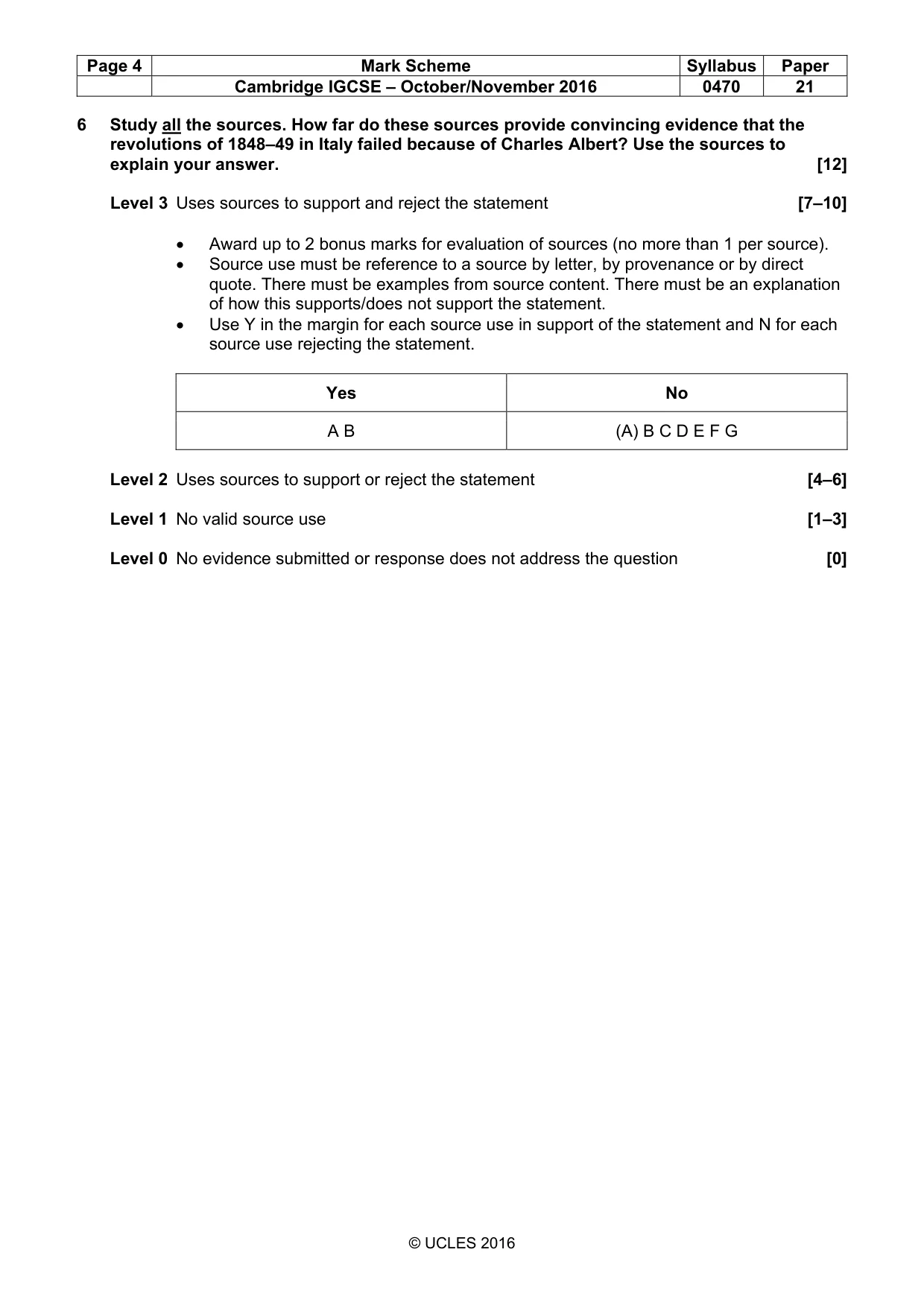 Mark scheme, page 4 of 8