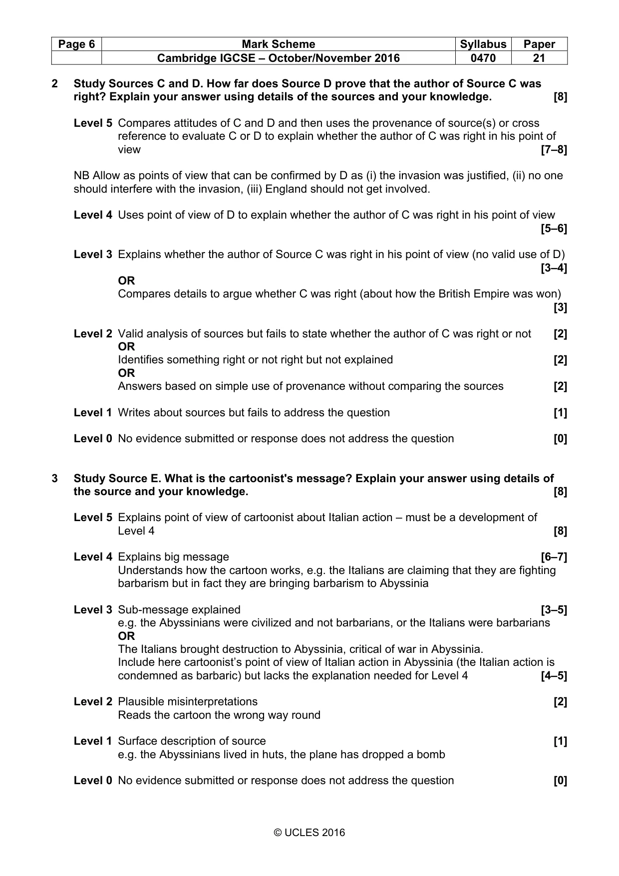 Mark scheme, page 6 of 8