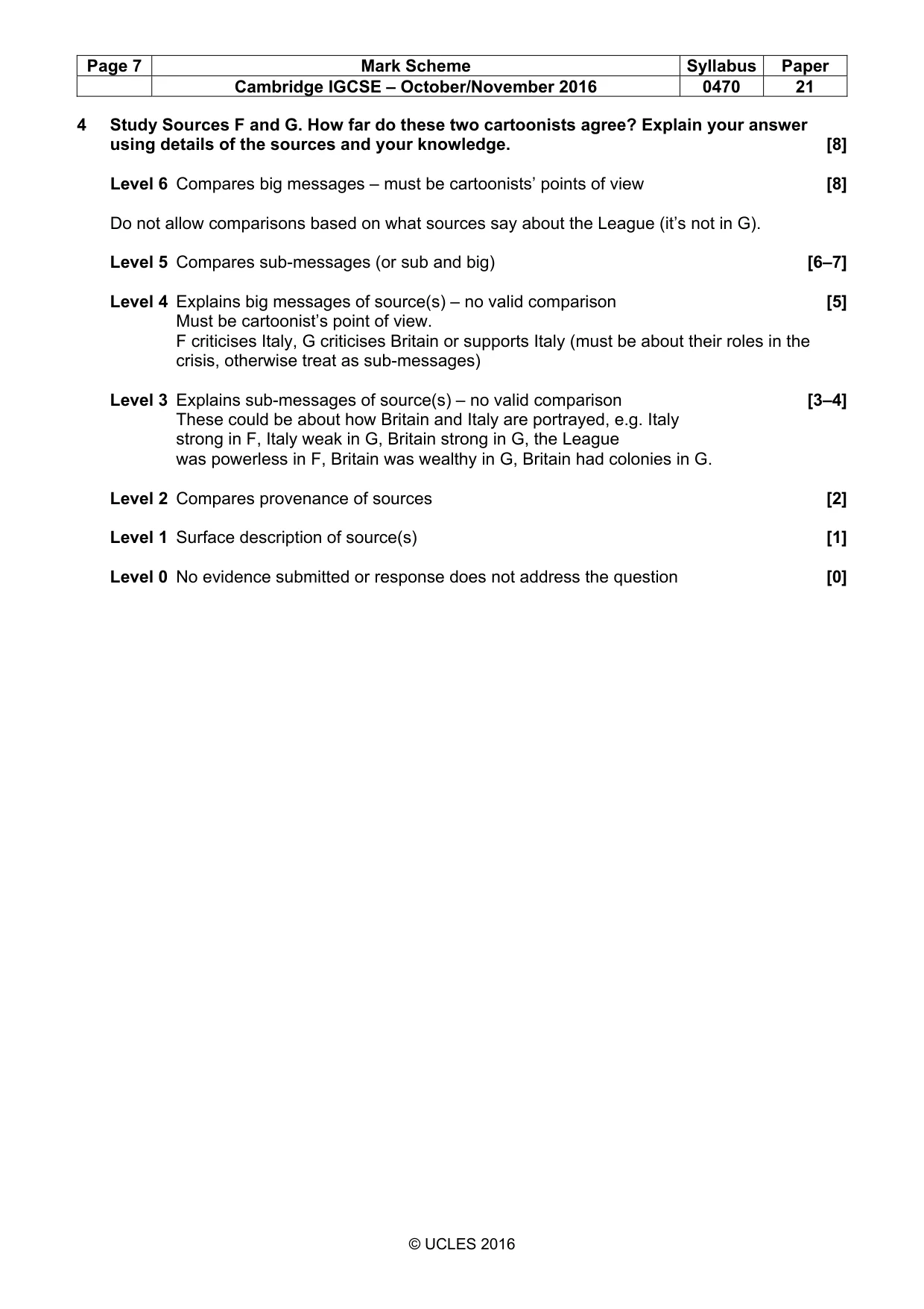 Mark scheme, page 7 of 8