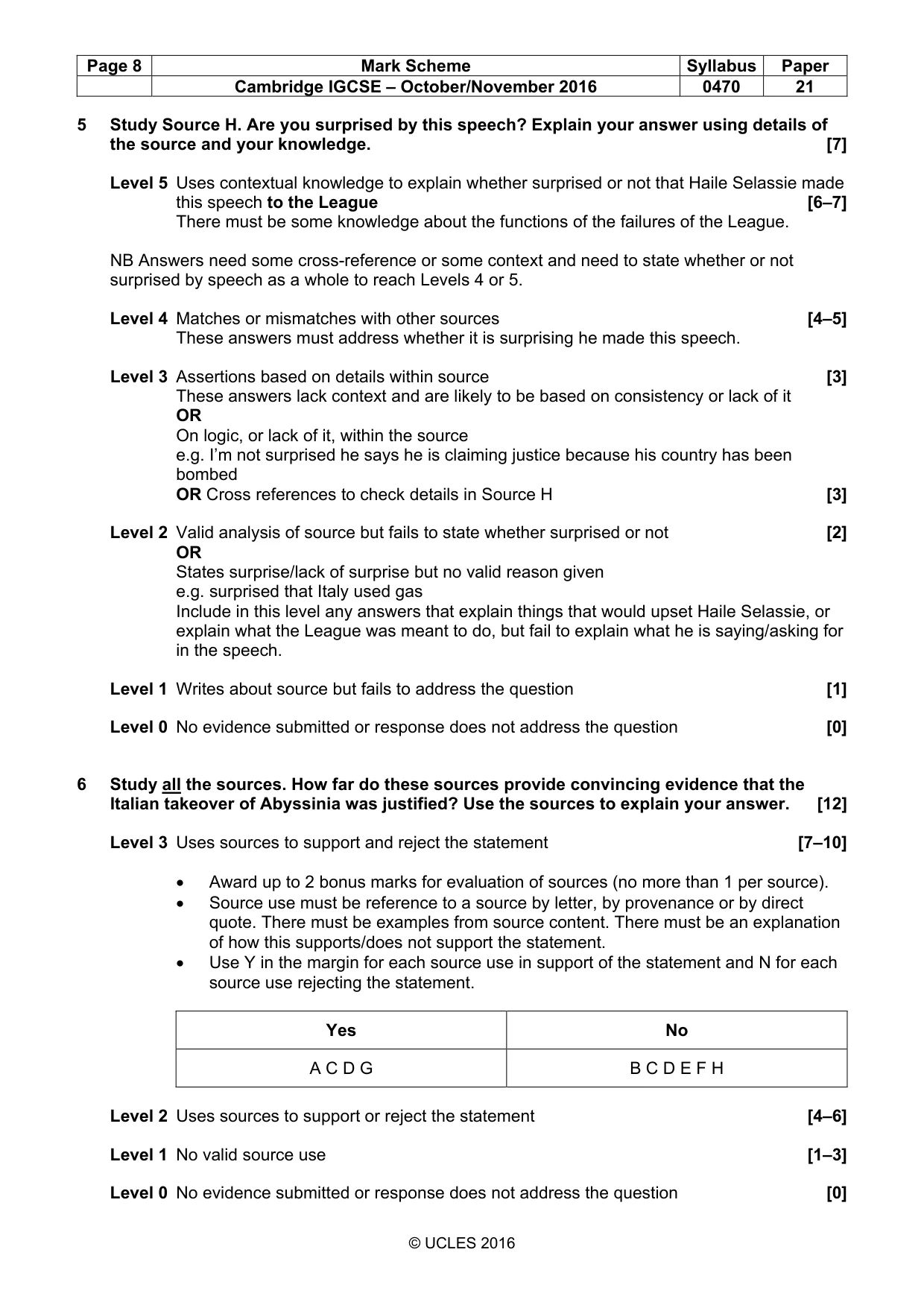 Mark scheme, page 8 of 8