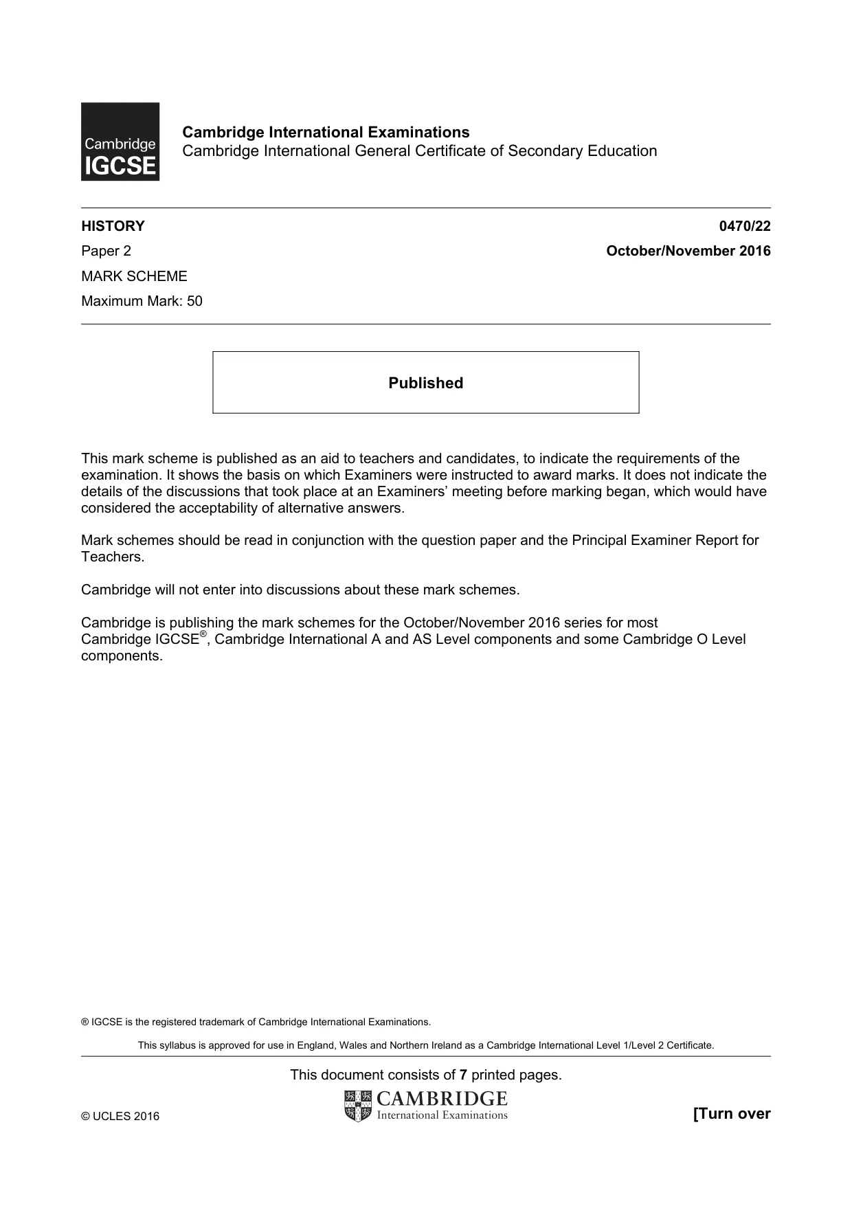 Mark scheme, page 1 of 7