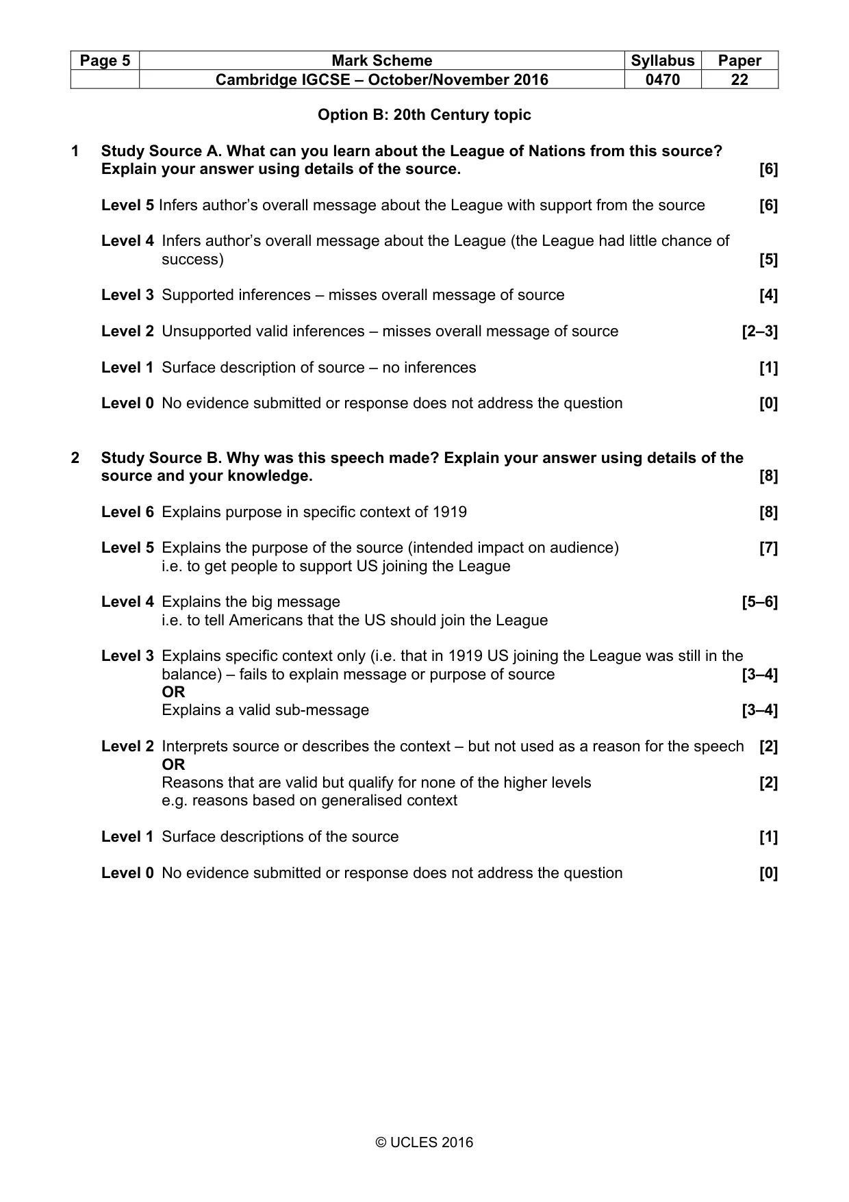 Mark scheme, page 5 of 7