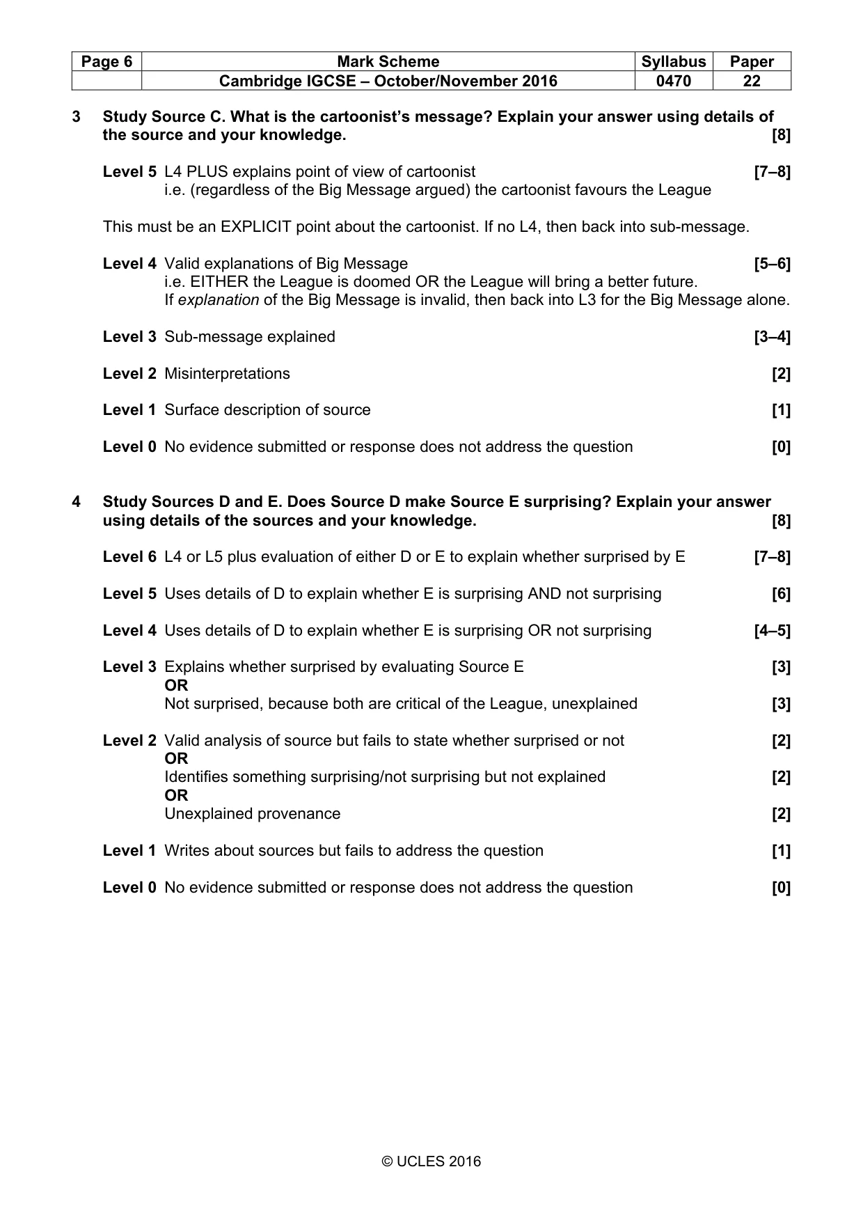 Mark scheme, page 6 of 7