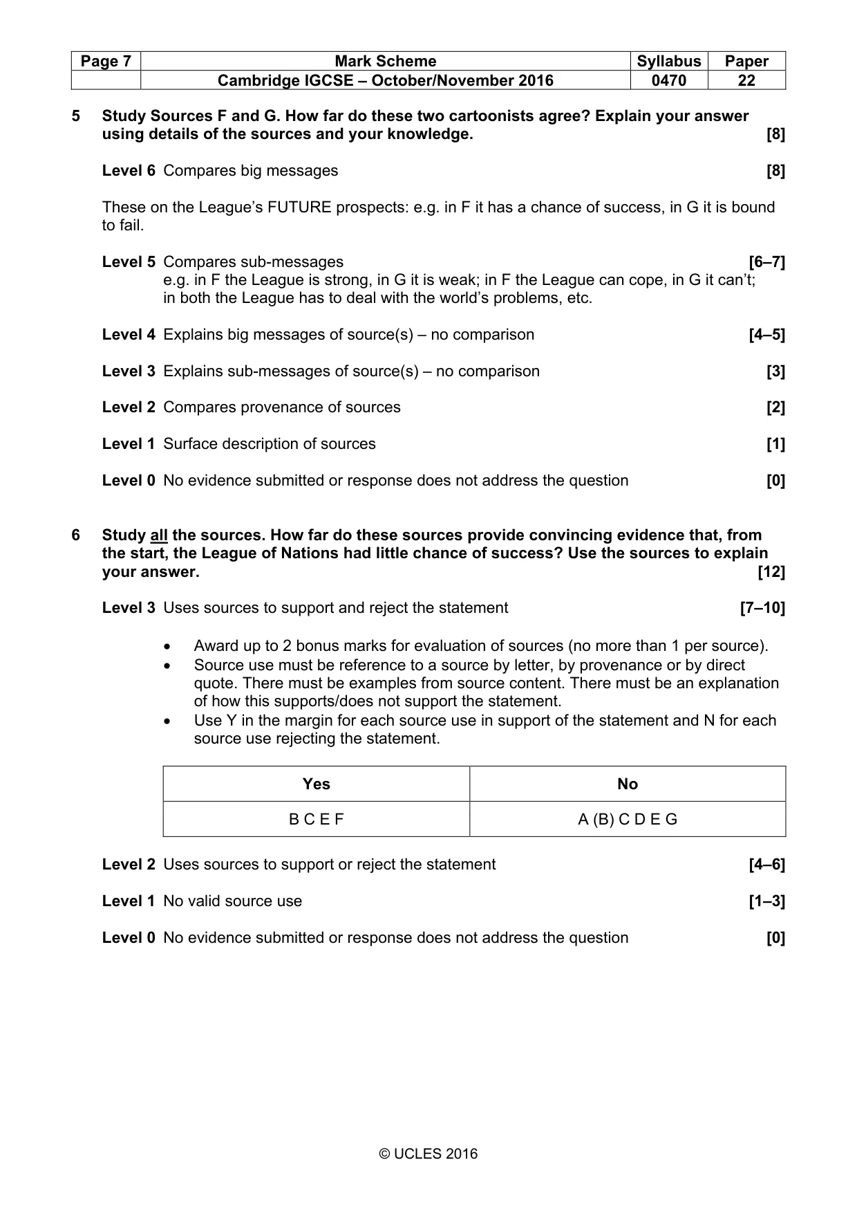 Mark scheme, page 7 of 7