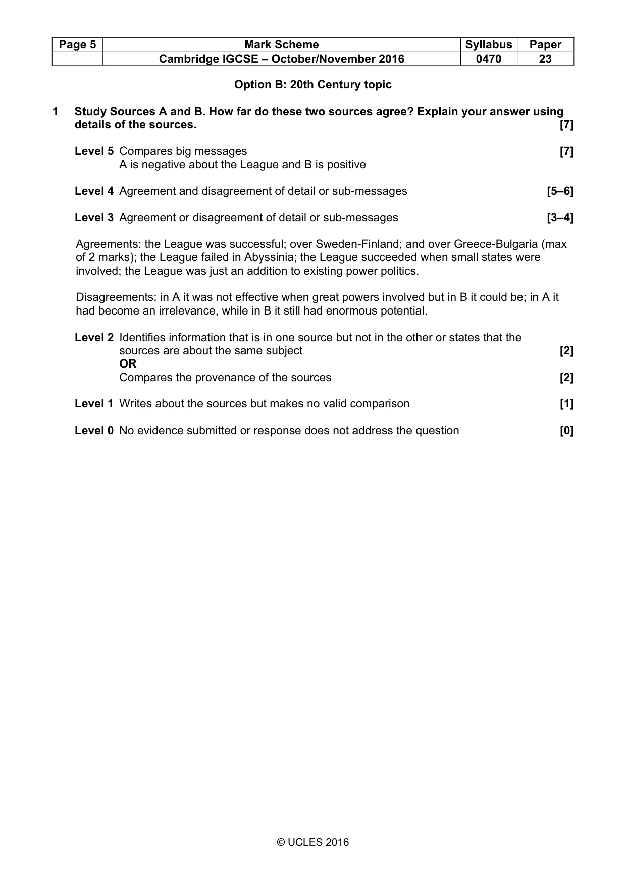 Mark scheme, page 5 of 8