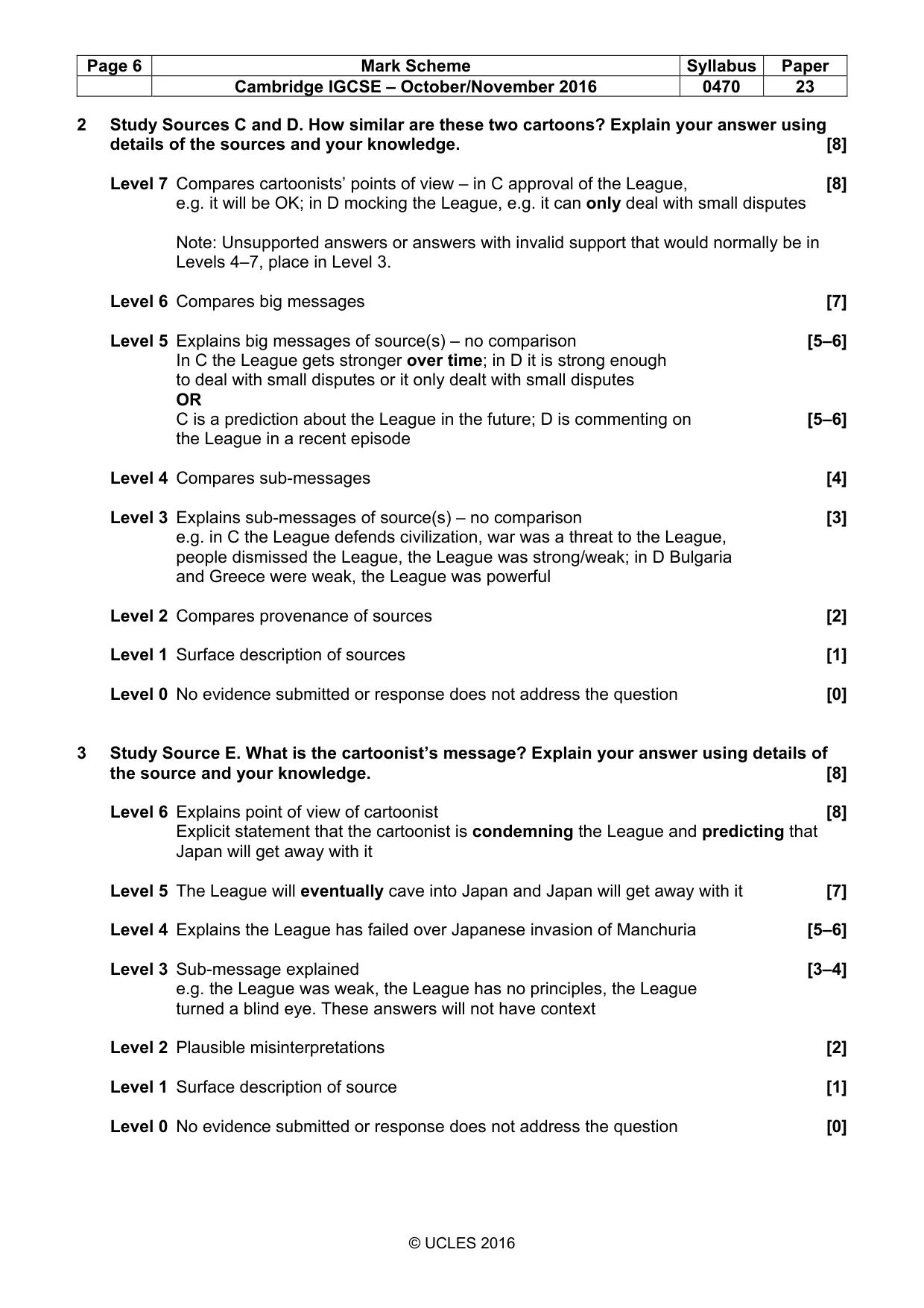Mark scheme, page 6 of 8