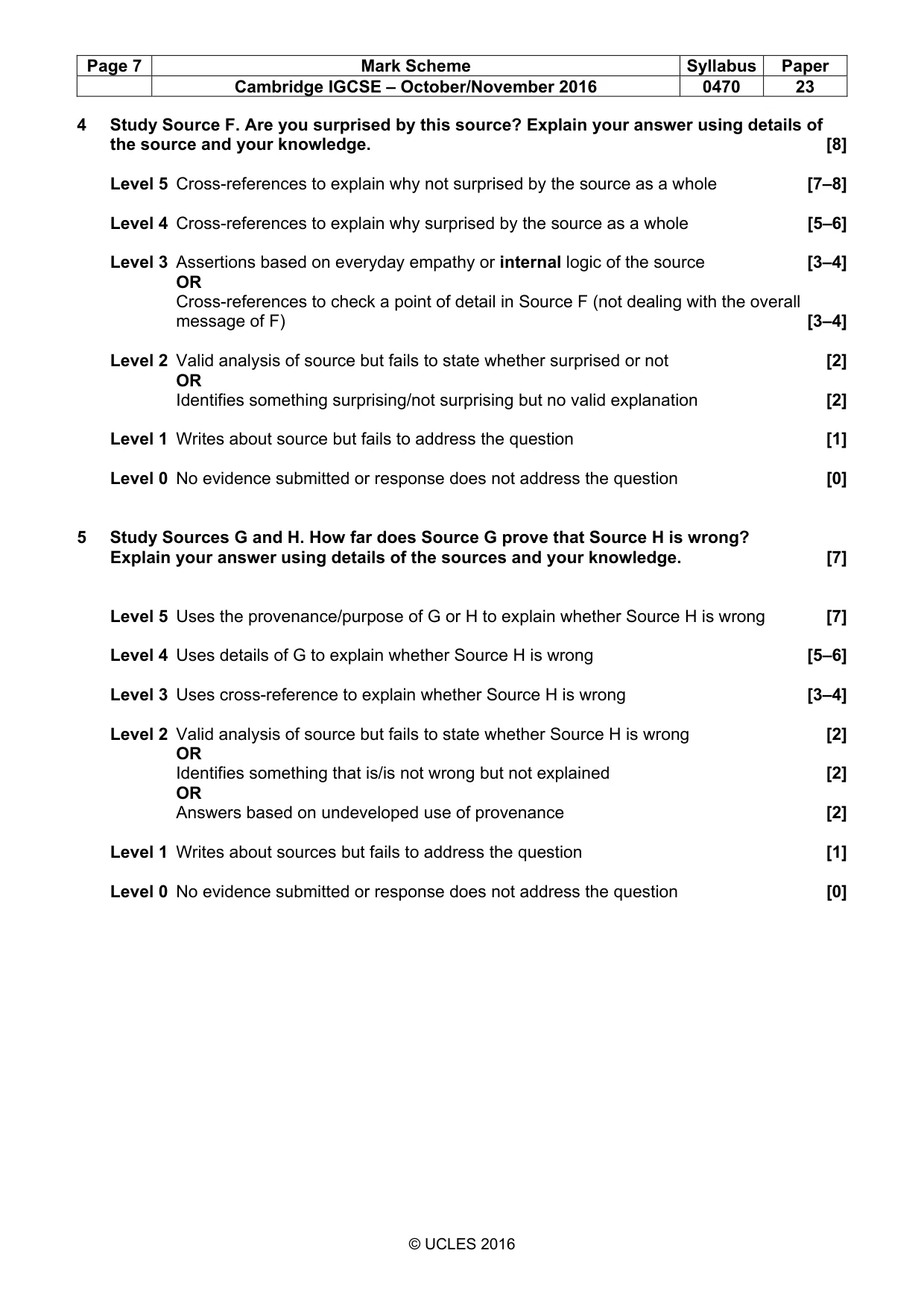 Mark scheme, page 7 of 8