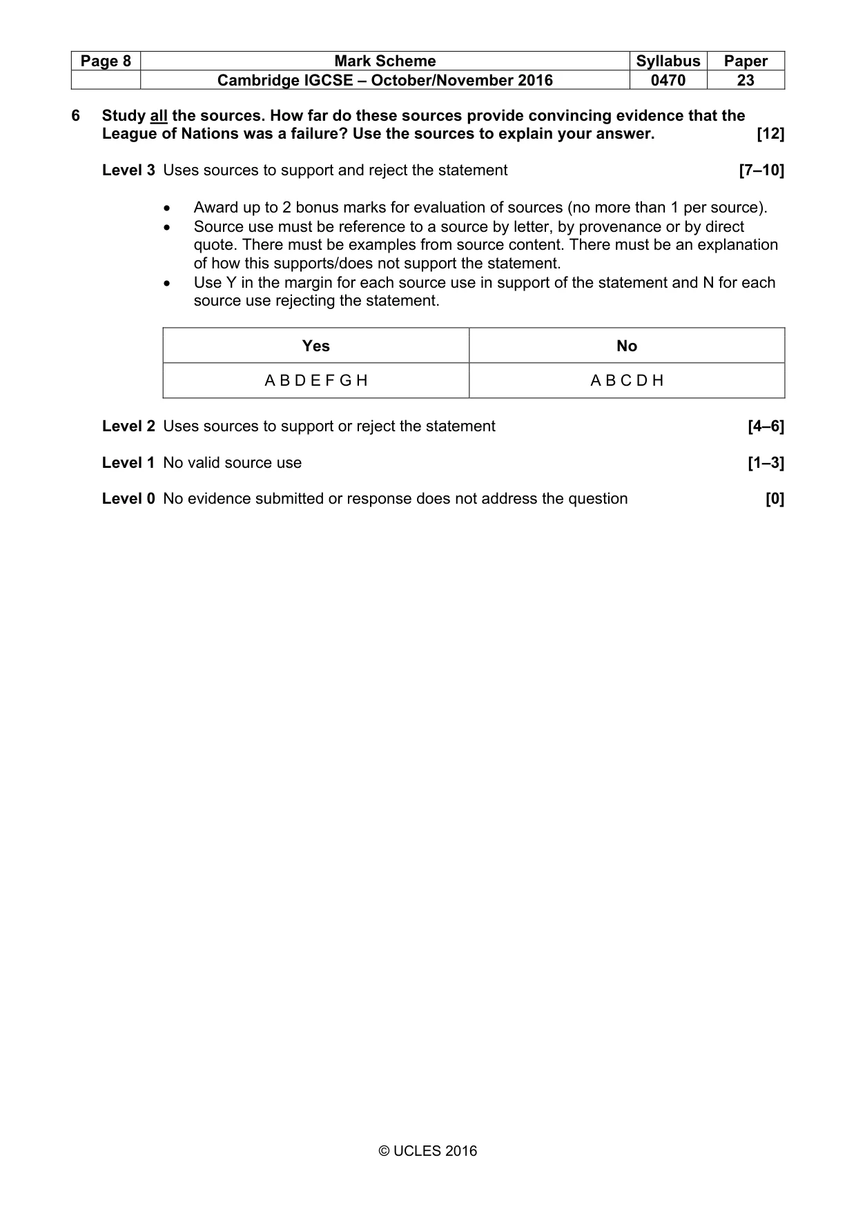 Mark scheme, page 8 of 8