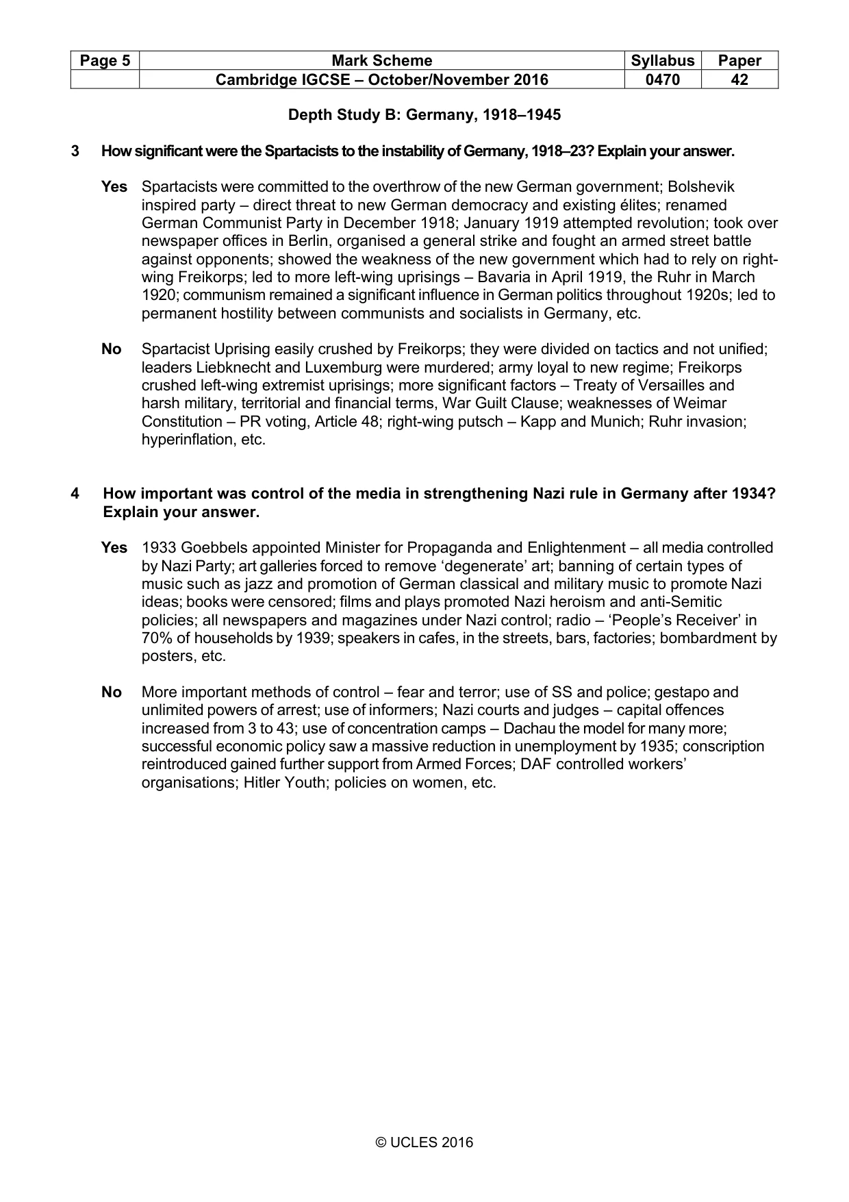 Mark scheme, page 5 of 10