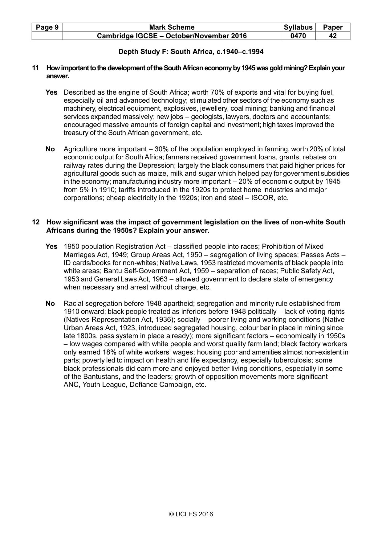 Mark scheme, page 9 of 10