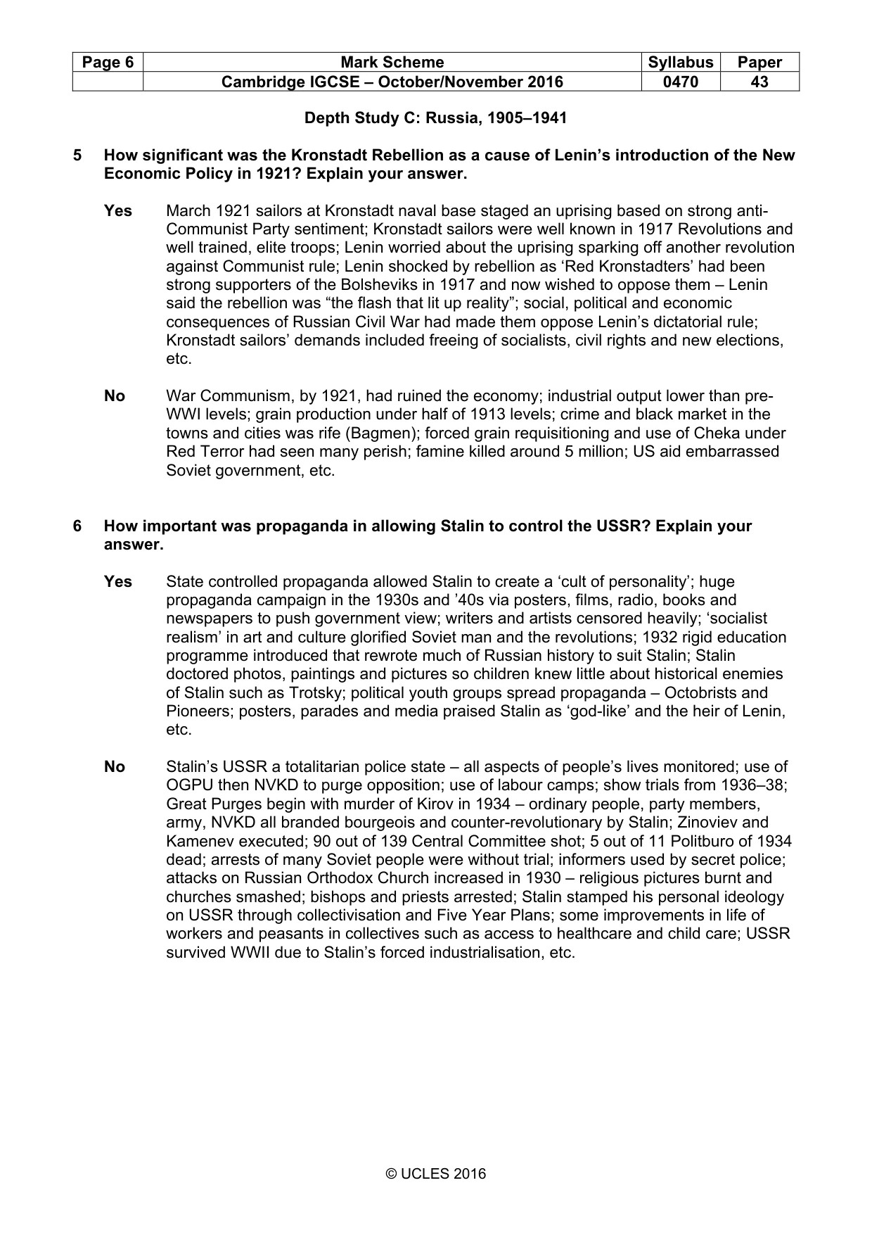 Mark scheme, page 6 of 10
