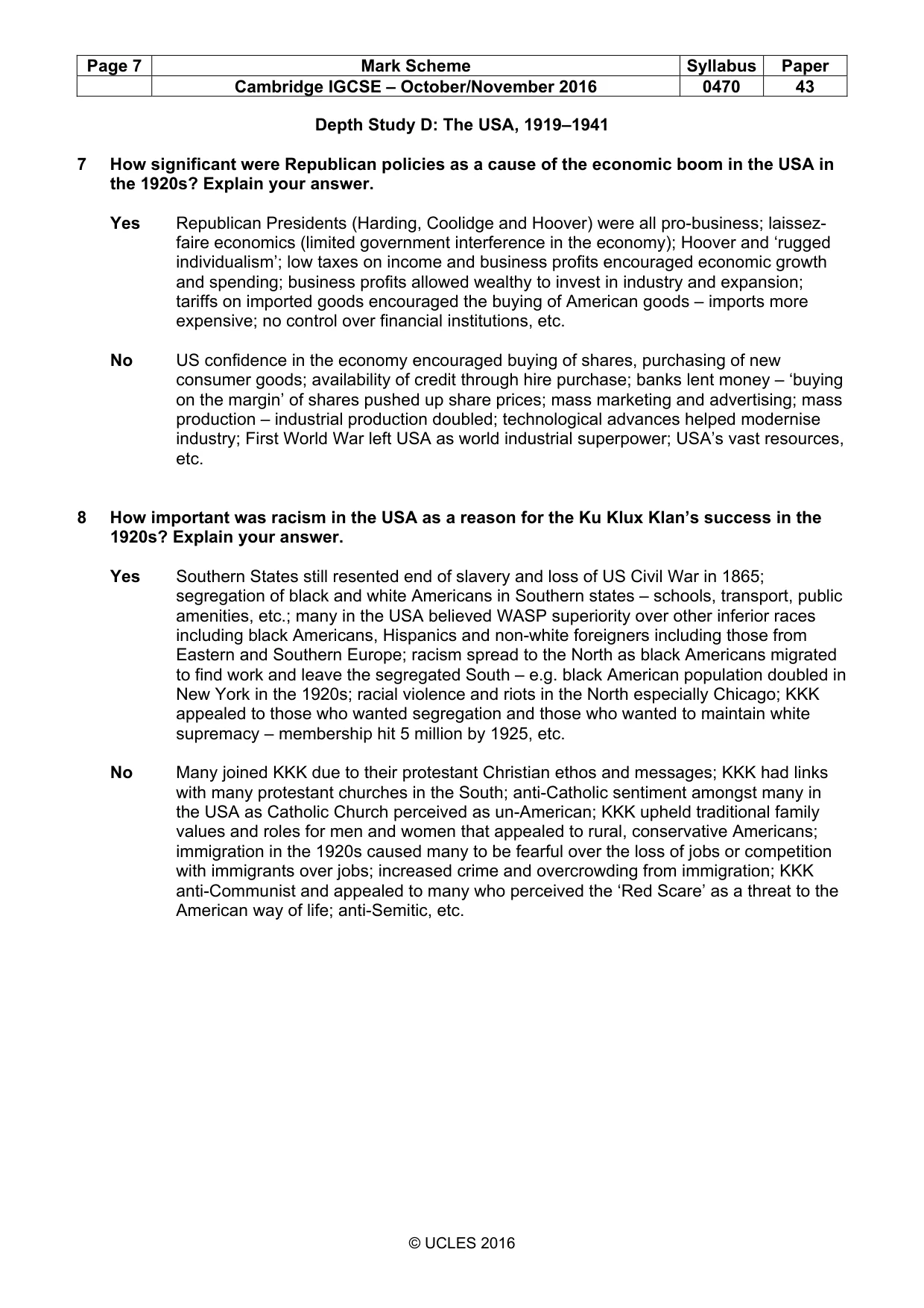 Mark scheme, page 7 of 10