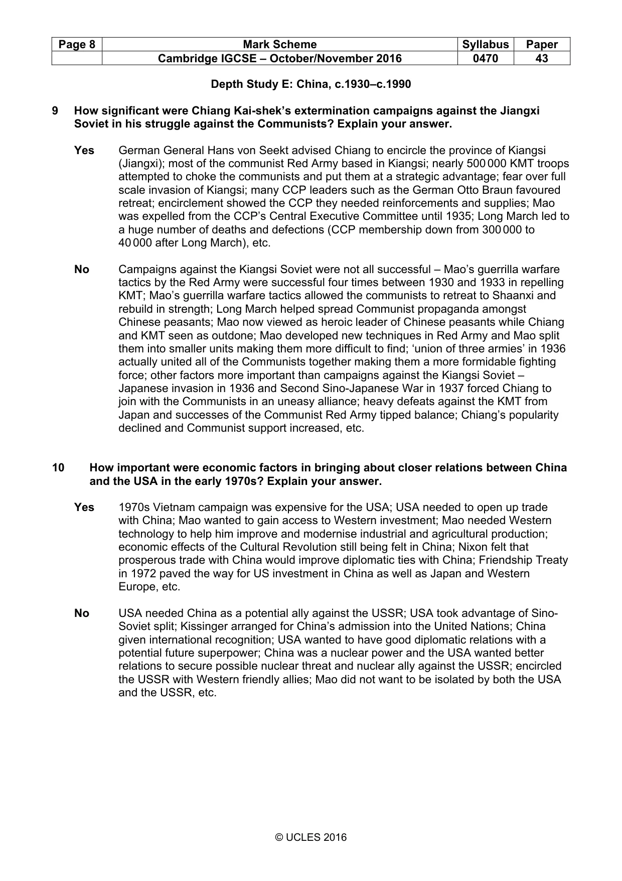 Mark scheme, page 8 of 10
