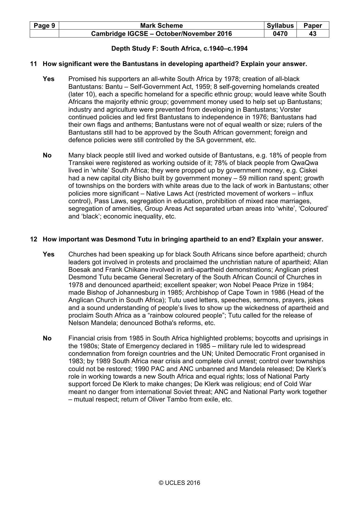 Mark scheme, page 9 of 10