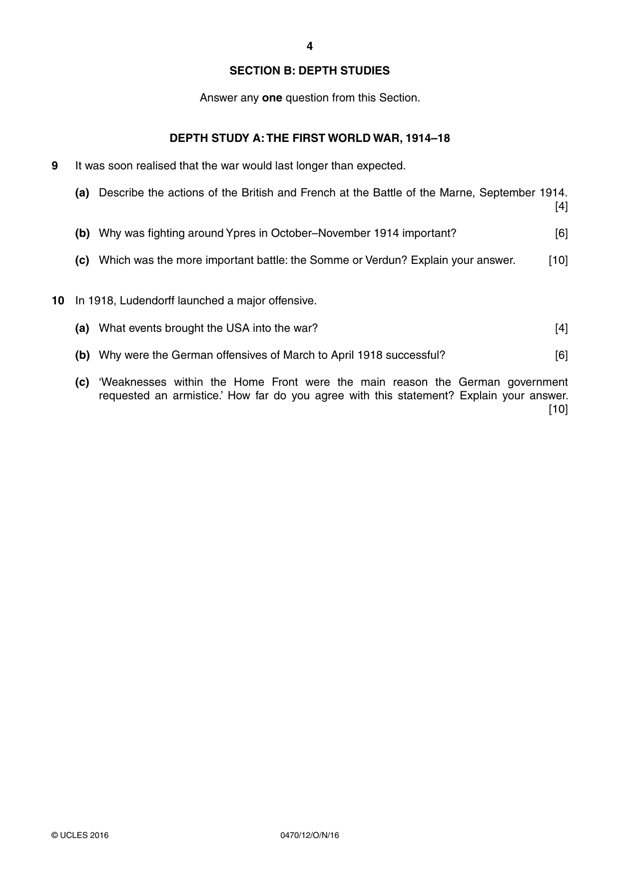 Cambridge IGCSE History 0470 2016 Oct/Nov Paper 1 · Variant 2 question paper, page 4 of 12