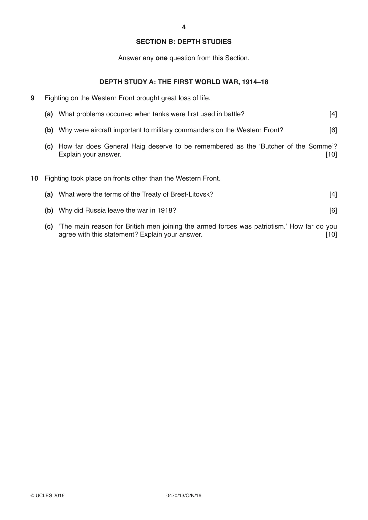 Cambridge IGCSE History 0470 2016 Oct/Nov Paper 1 · Variant 3 question paper, page 4 of 12