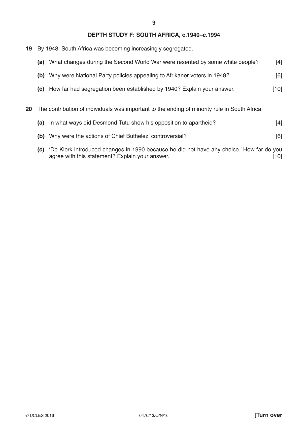 Cambridge IGCSE History 0470 2016 Oct/Nov Paper 1 · Variant 3 question paper, page 9 of 12