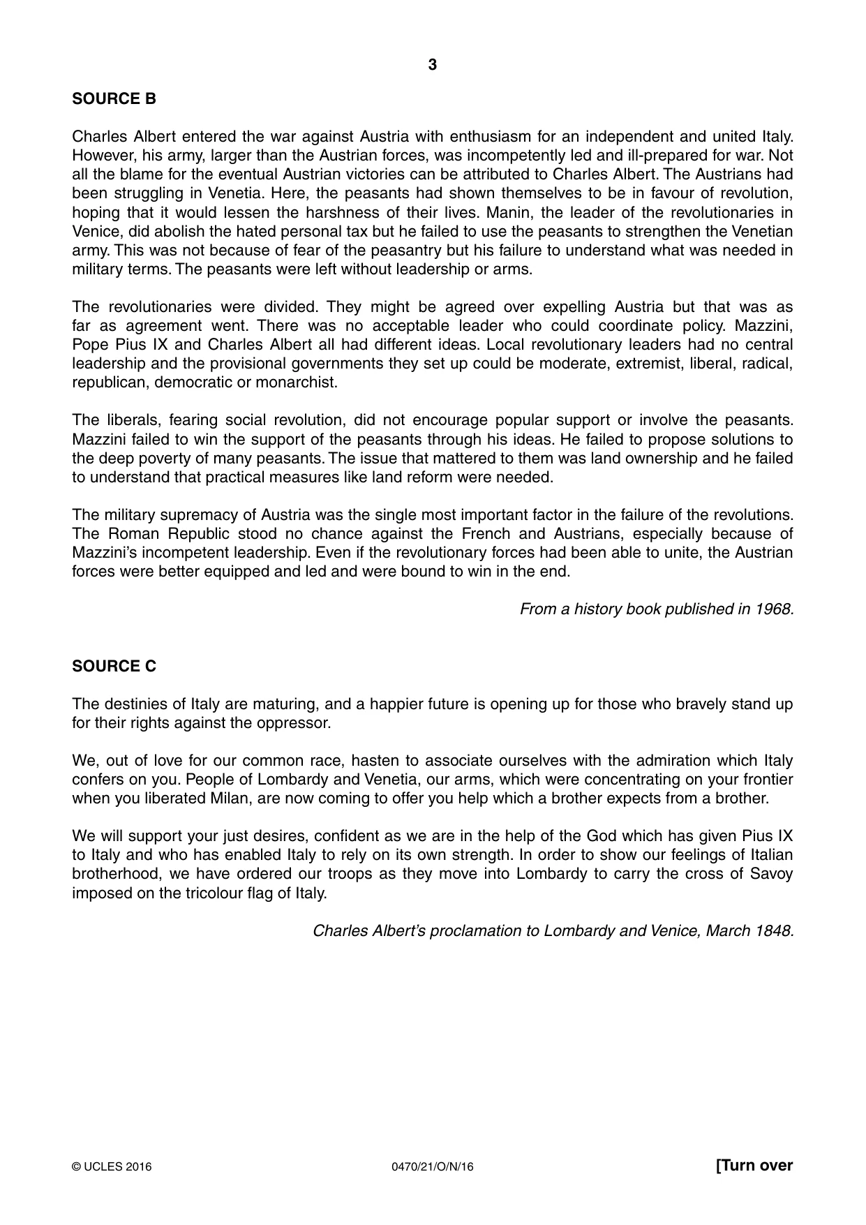 Cambridge IGCSE History 0470 2016 Oct/Nov Paper 2 · Variant 1 question paper, page 3 of 16