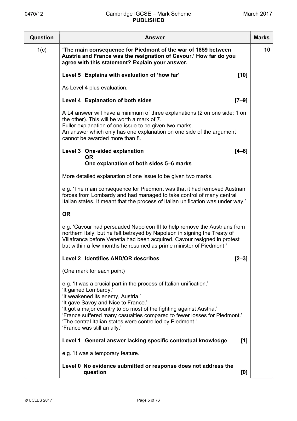 Mark scheme, page 5 of 76
