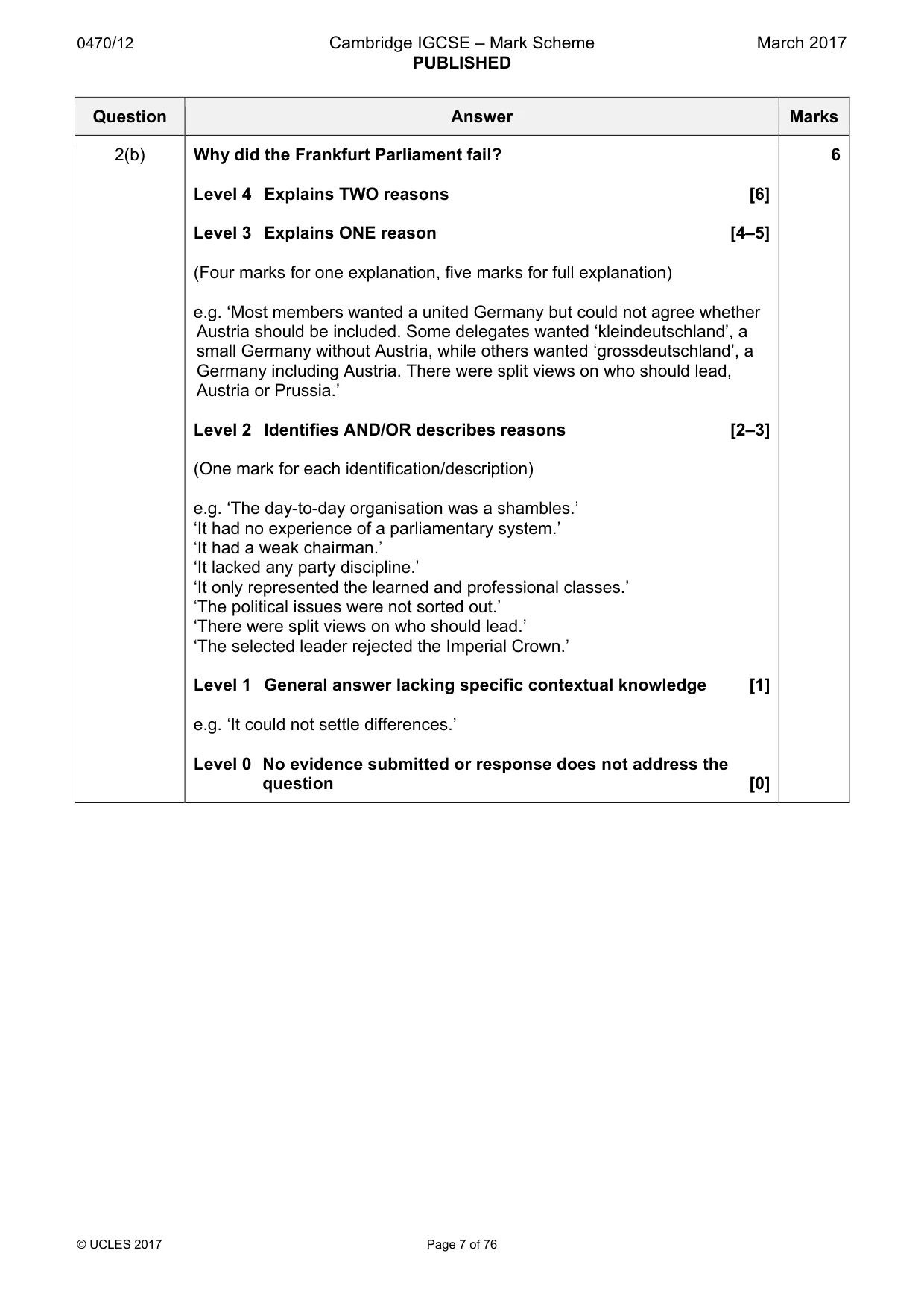 Mark scheme, page 7 of 76