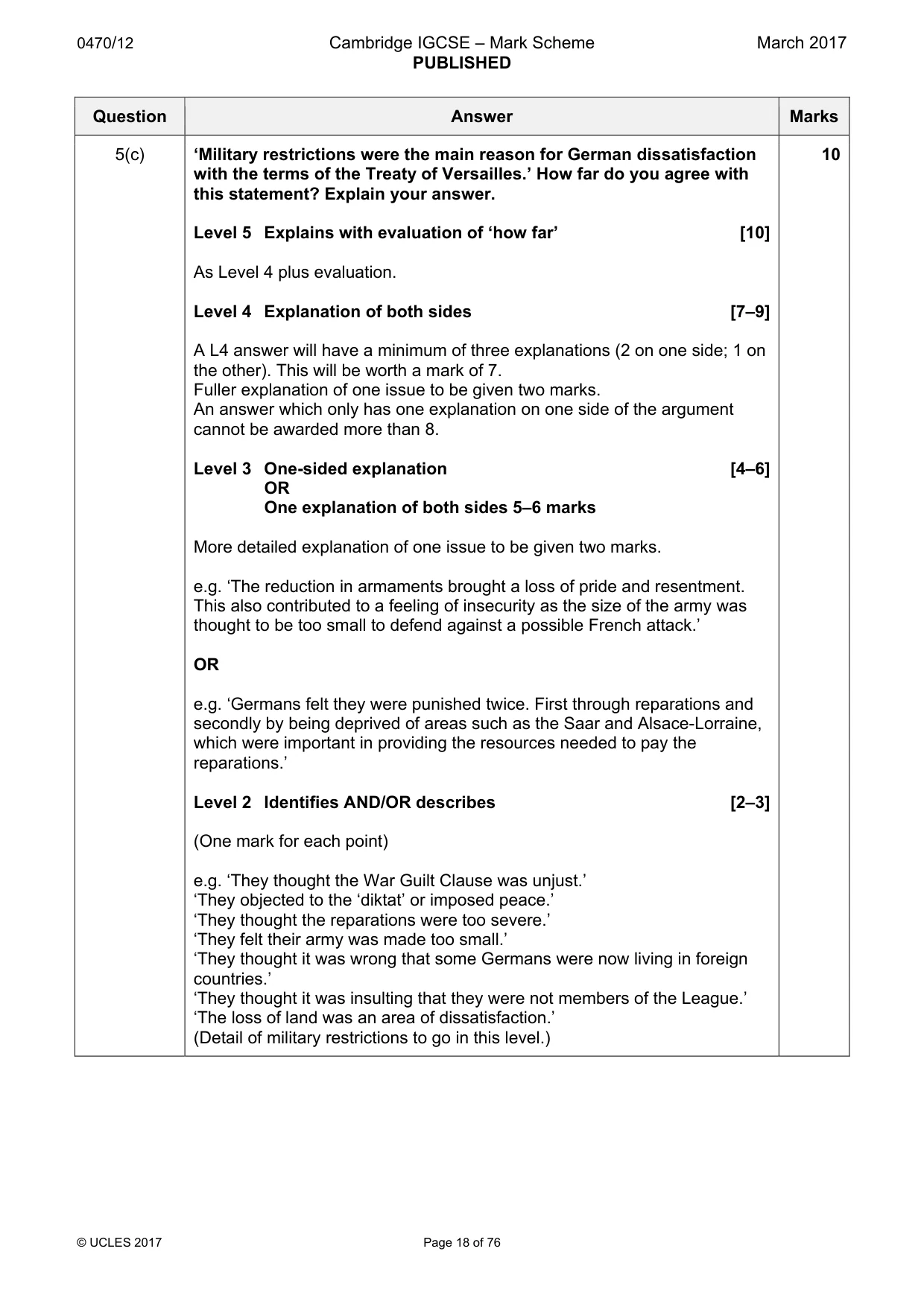 Mark scheme, page 18 of 76