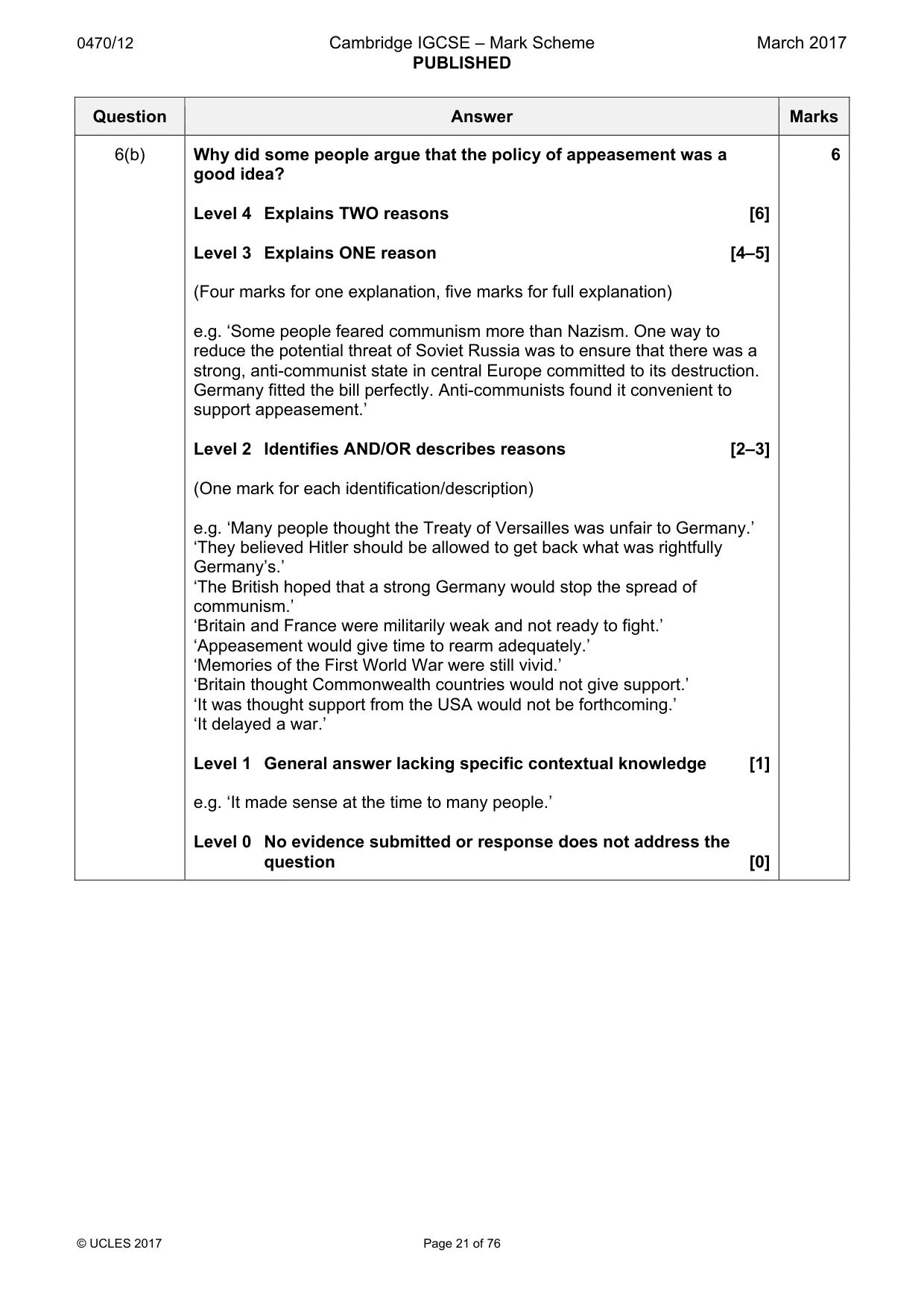 Mark scheme, page 21 of 76