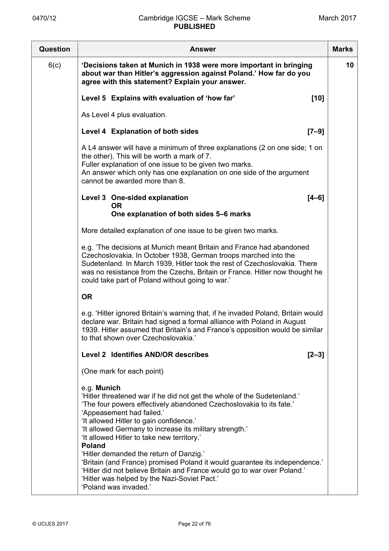 Mark scheme, page 22 of 76