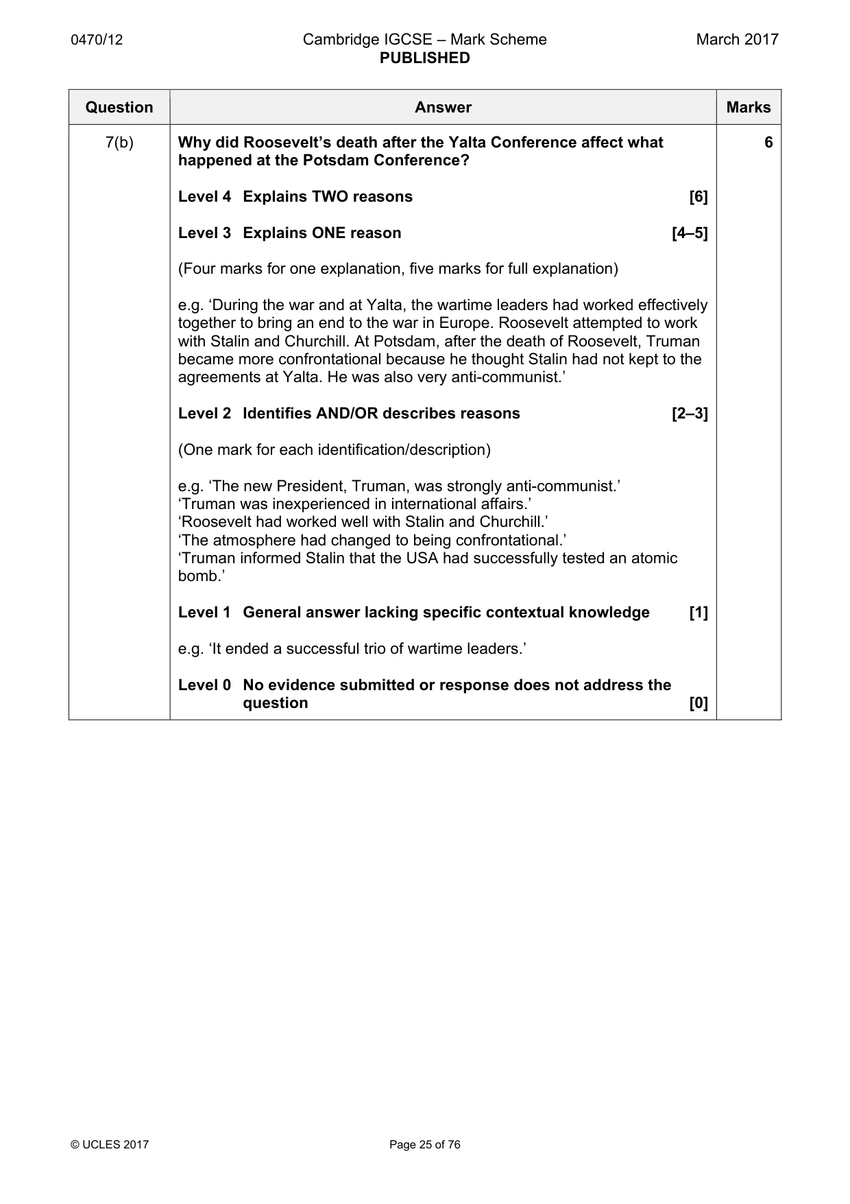 Mark scheme, page 25 of 76