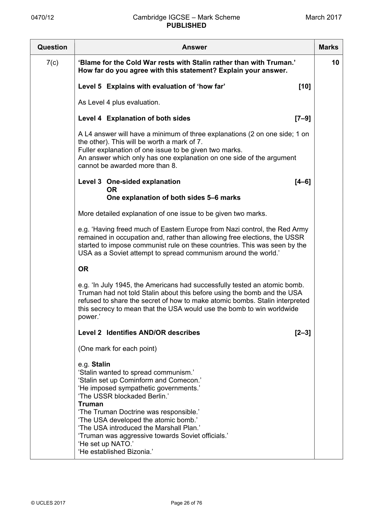 Mark scheme, page 26 of 76