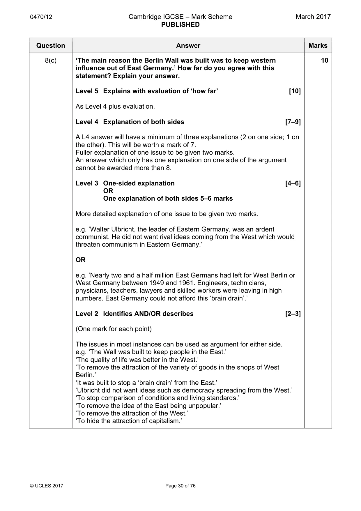 Mark scheme, page 30 of 76