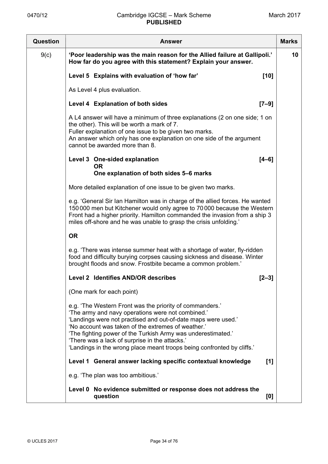 Mark scheme, page 34 of 76