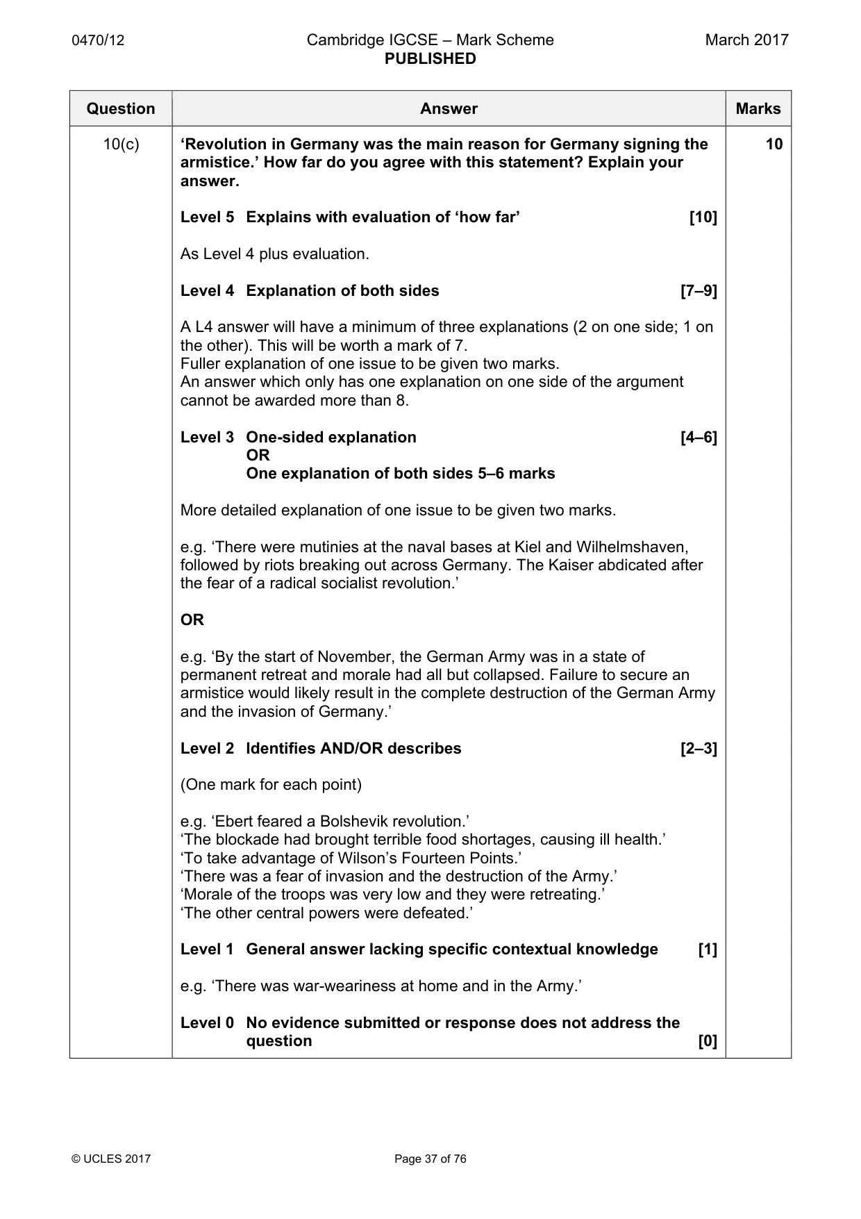 Mark scheme, page 37 of 76
