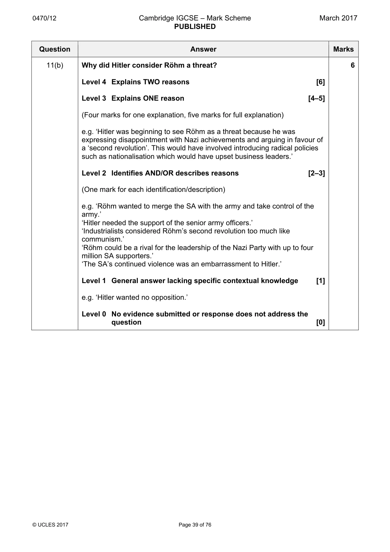 Mark scheme, page 39 of 76