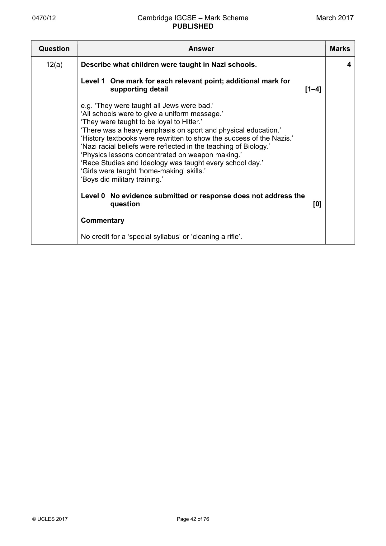 Mark scheme, page 42 of 76