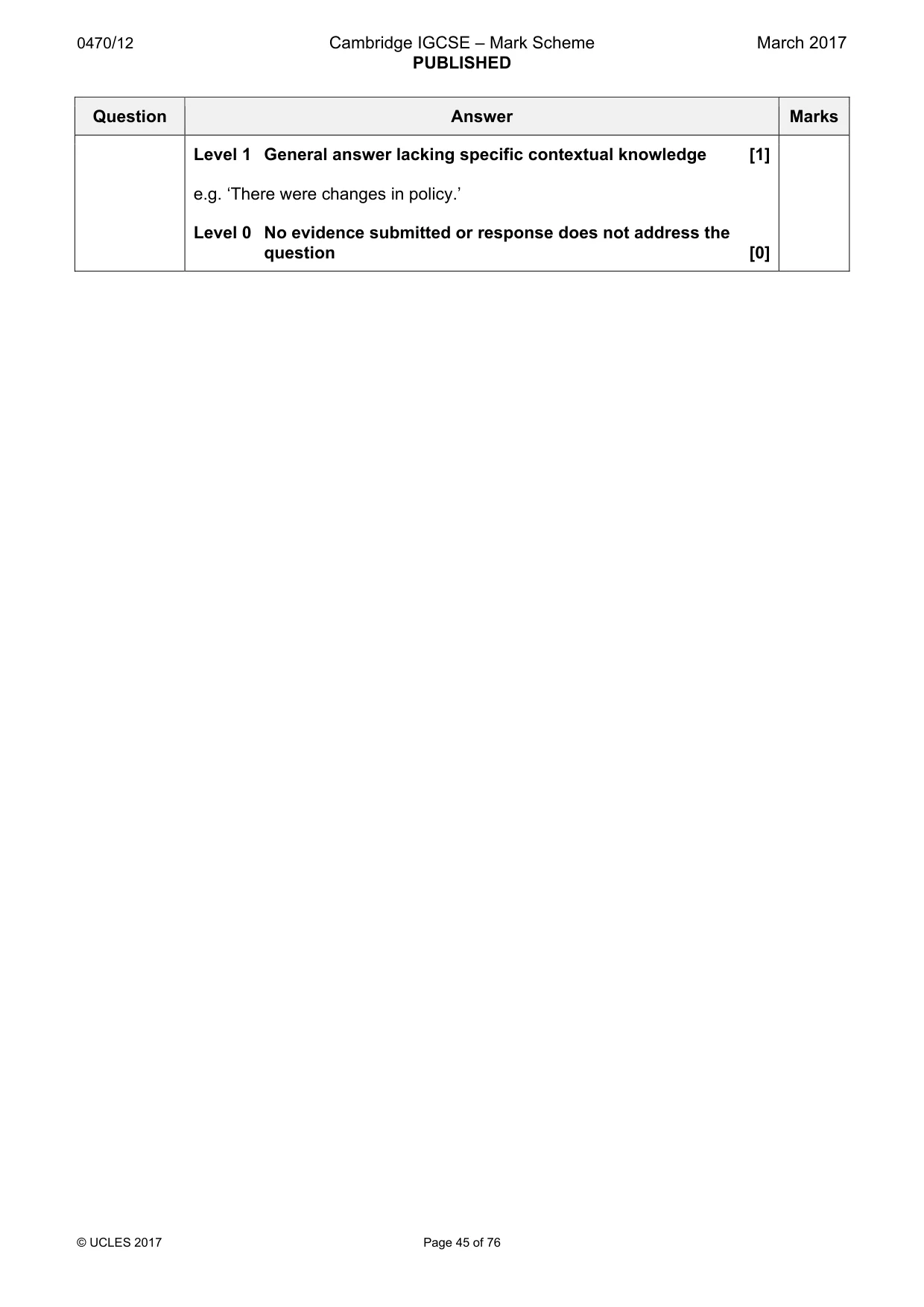 Mark scheme, page 45 of 76