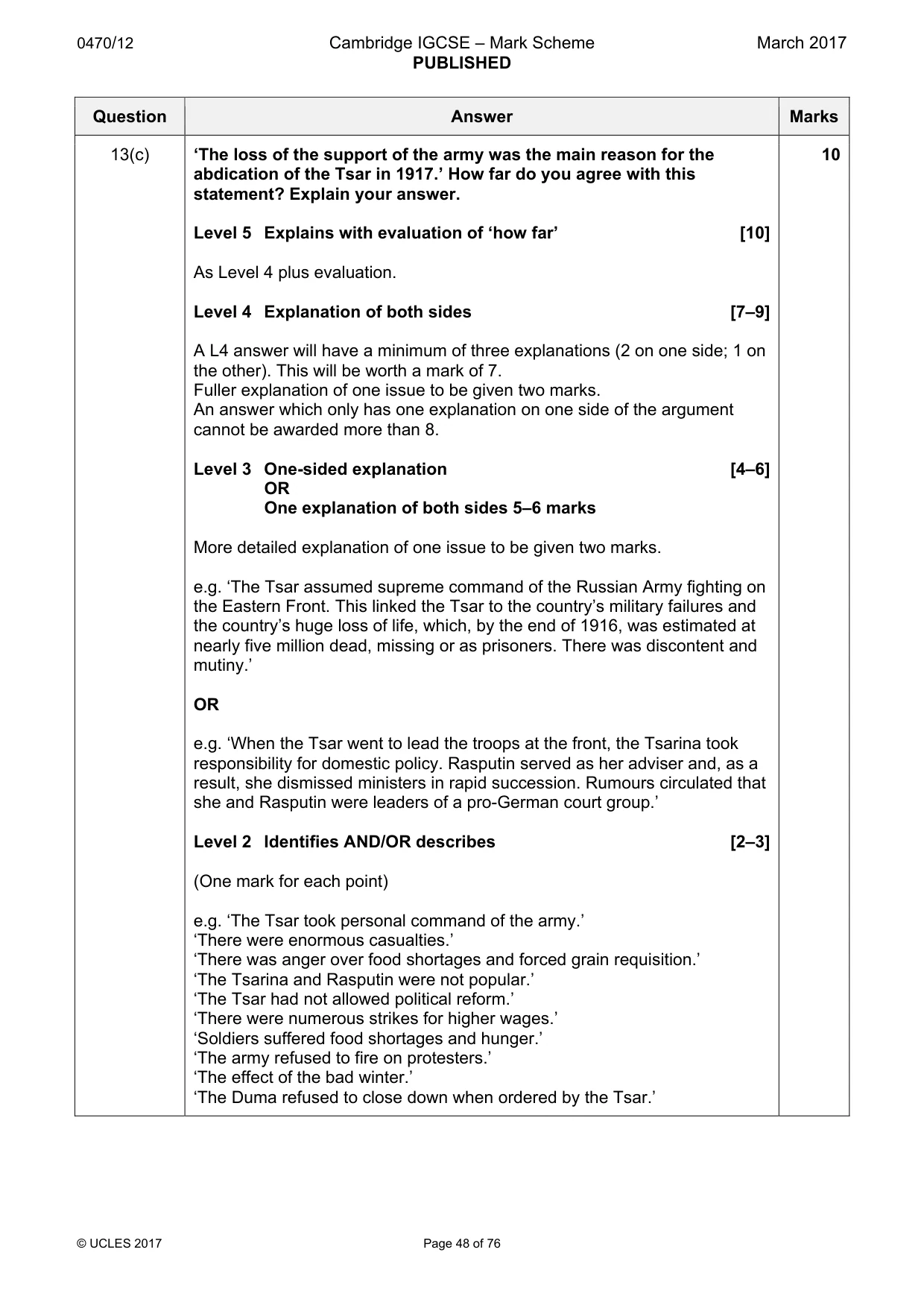 Mark scheme, page 48 of 76